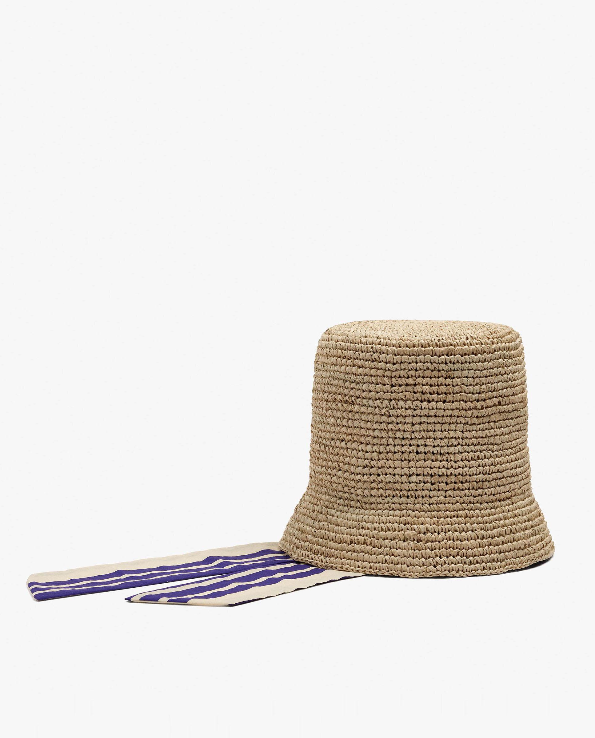 Gorro de mujer 100% rafia con tira decorativa - Parfois - Natural Natural-1