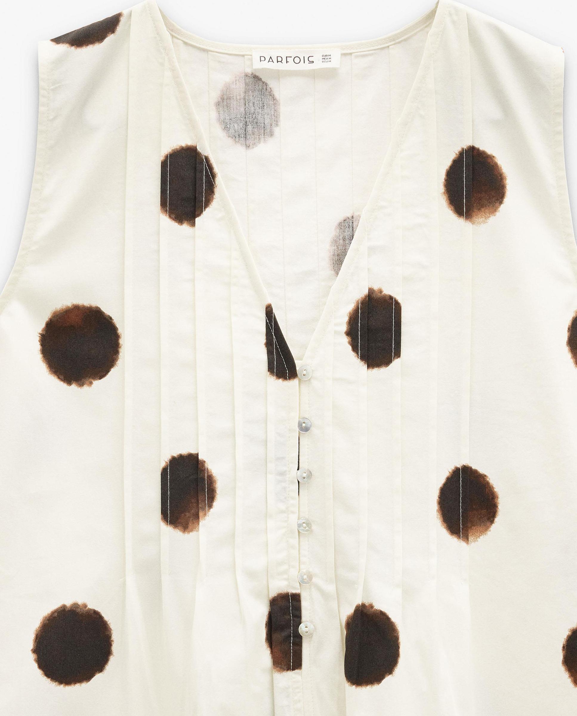 Vestido largo 100% algodón estilo camisero con lunares decorativos - Parfois - Crudo Crudo-5