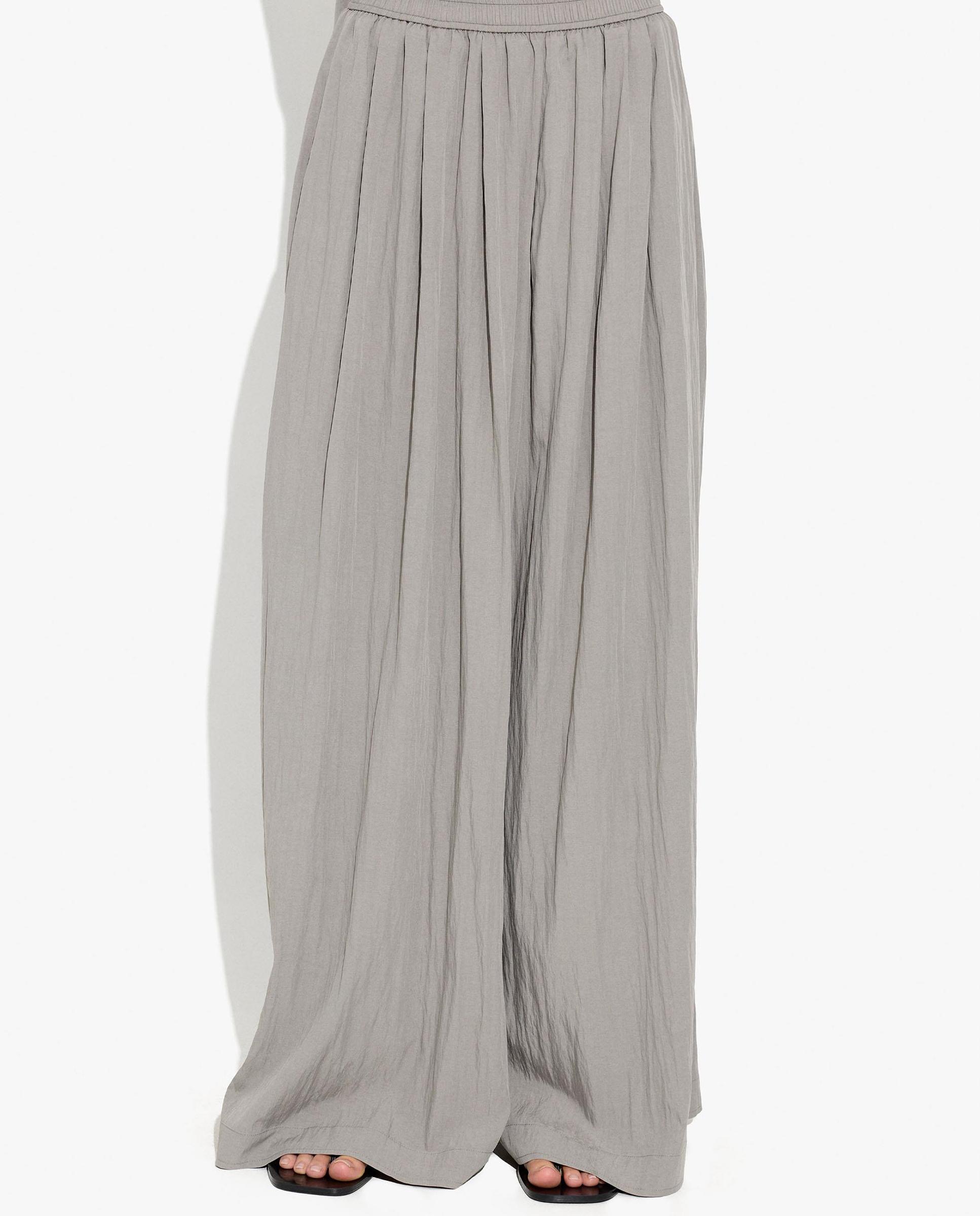 Pantalones anchos de mujer con cintura elástica en liso - Parfois - Gris claro Gris claro-2