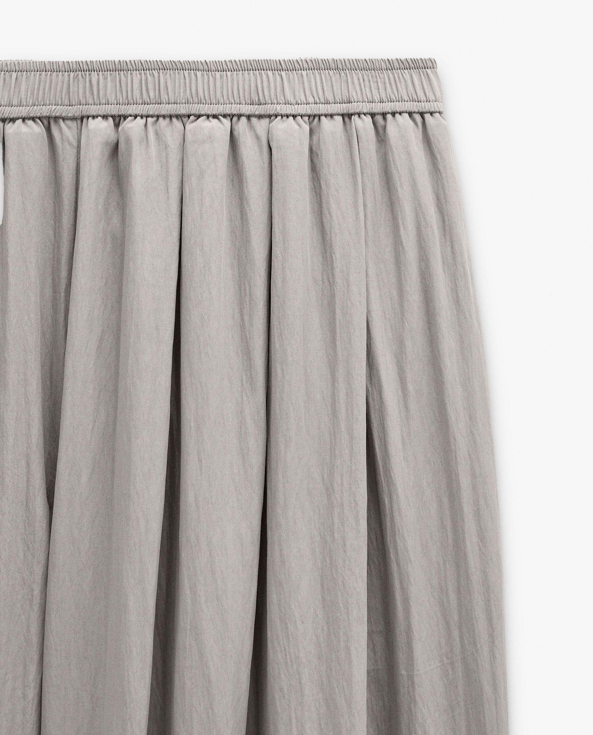 Pantalones anchos de mujer con cintura elástica en liso - Parfois - Gris claro Gris claro-5