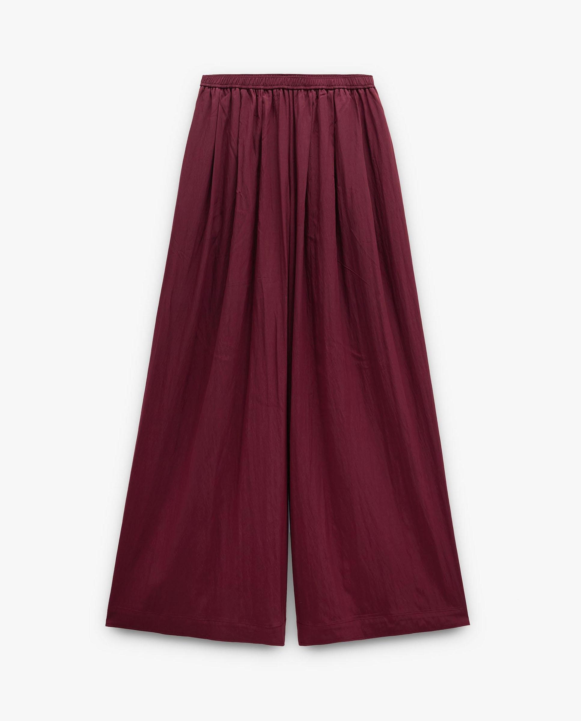 Pantalones anchos de mujer con cintura elástica en liso - Parfois - Burdeos Burdeos-6