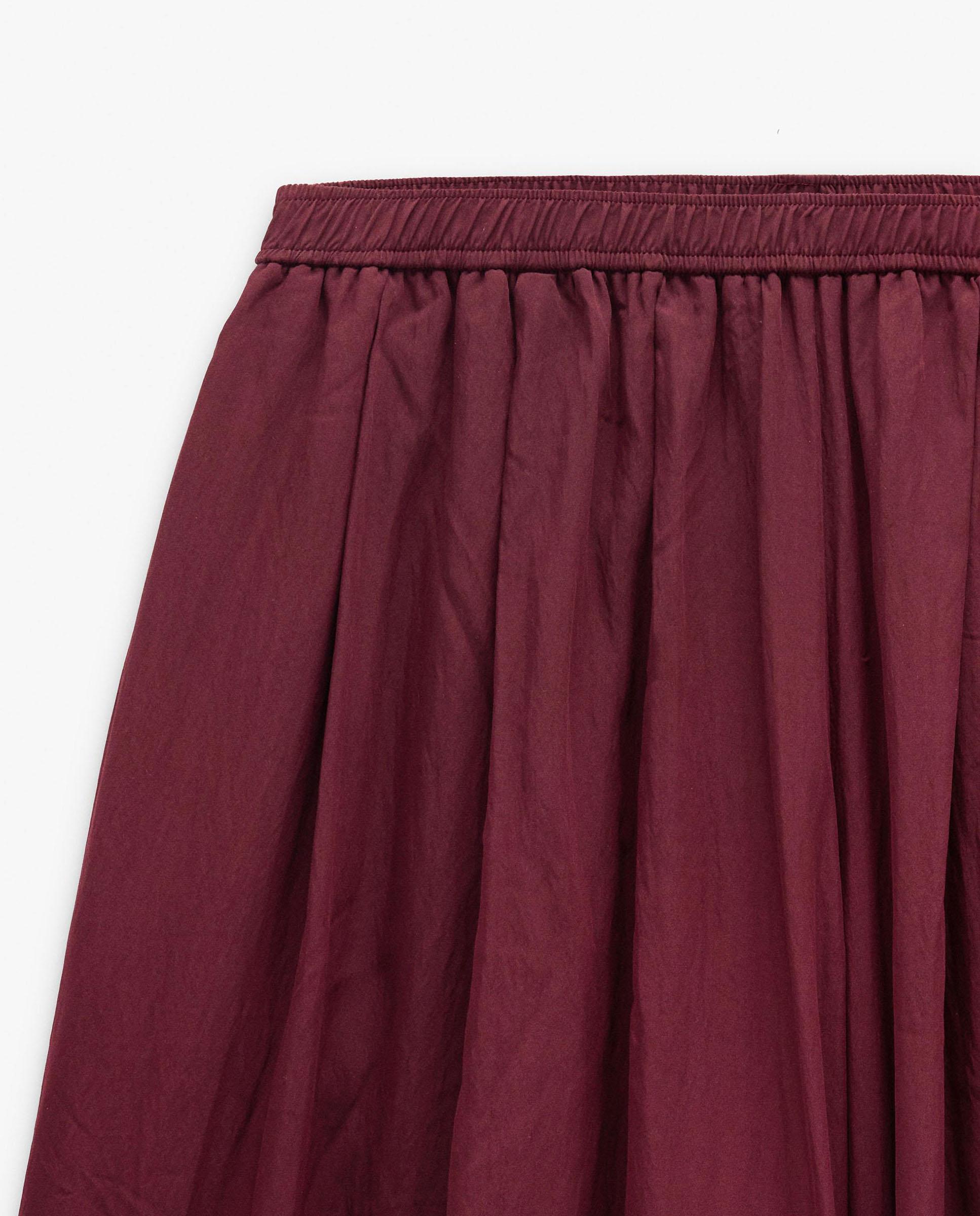 Pantalones anchos de mujer con cintura elástica en liso - Parfois - Burdeos Burdeos-5
