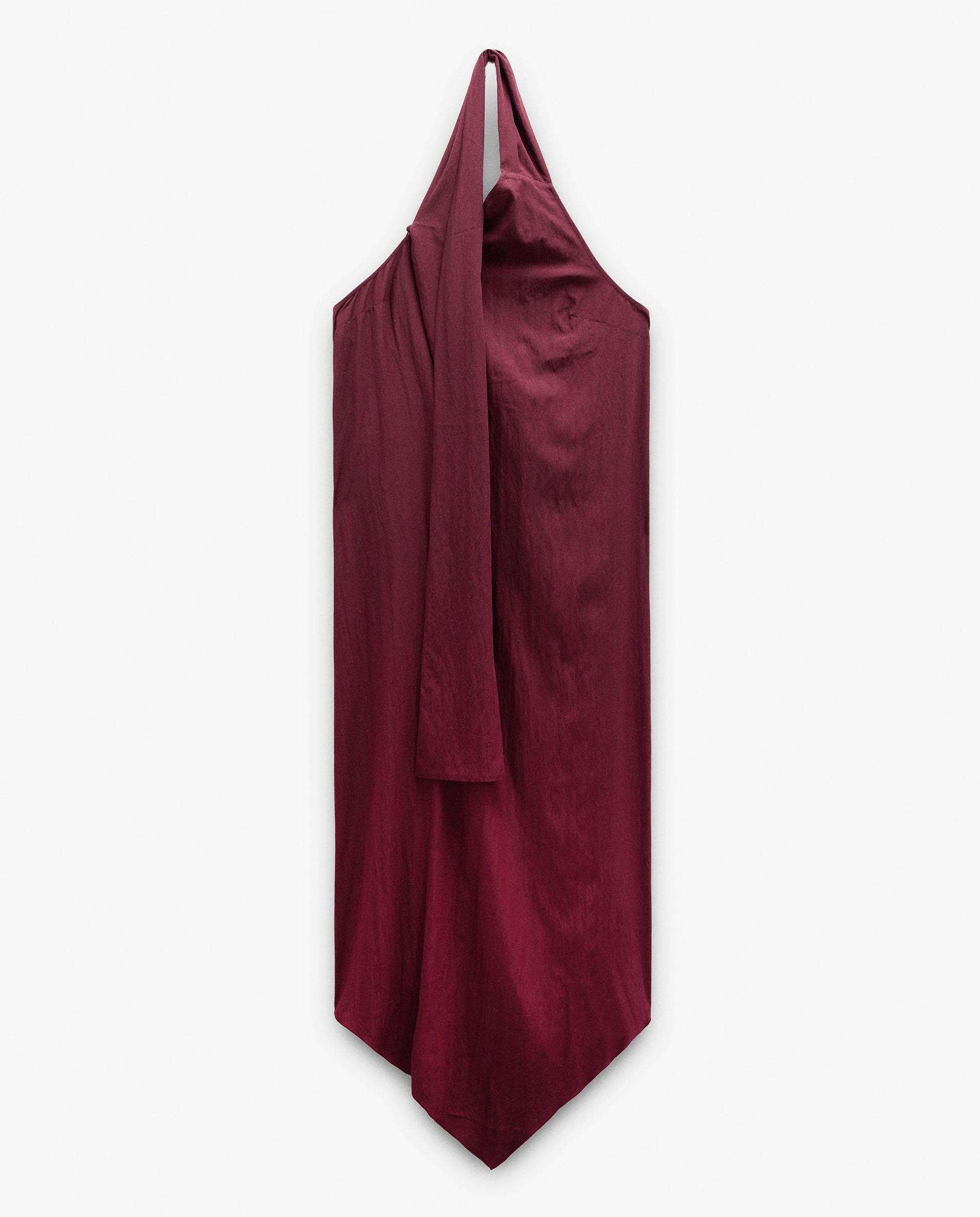 Vestido largo asimétrico en liso - Parfois - Burdeos Burdeos-6