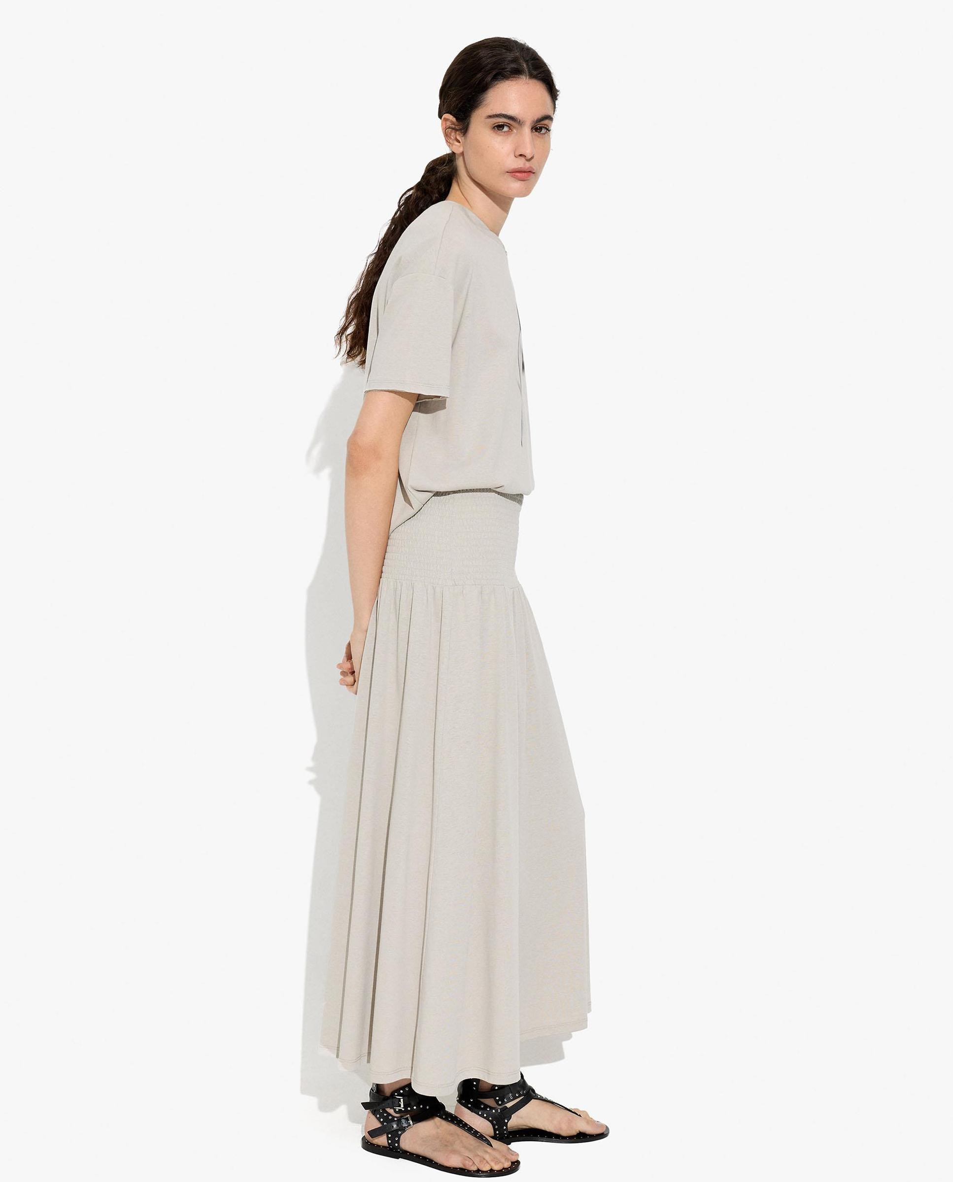 Falda larga con fruncido elástico - Parfois - Gris Gris-3