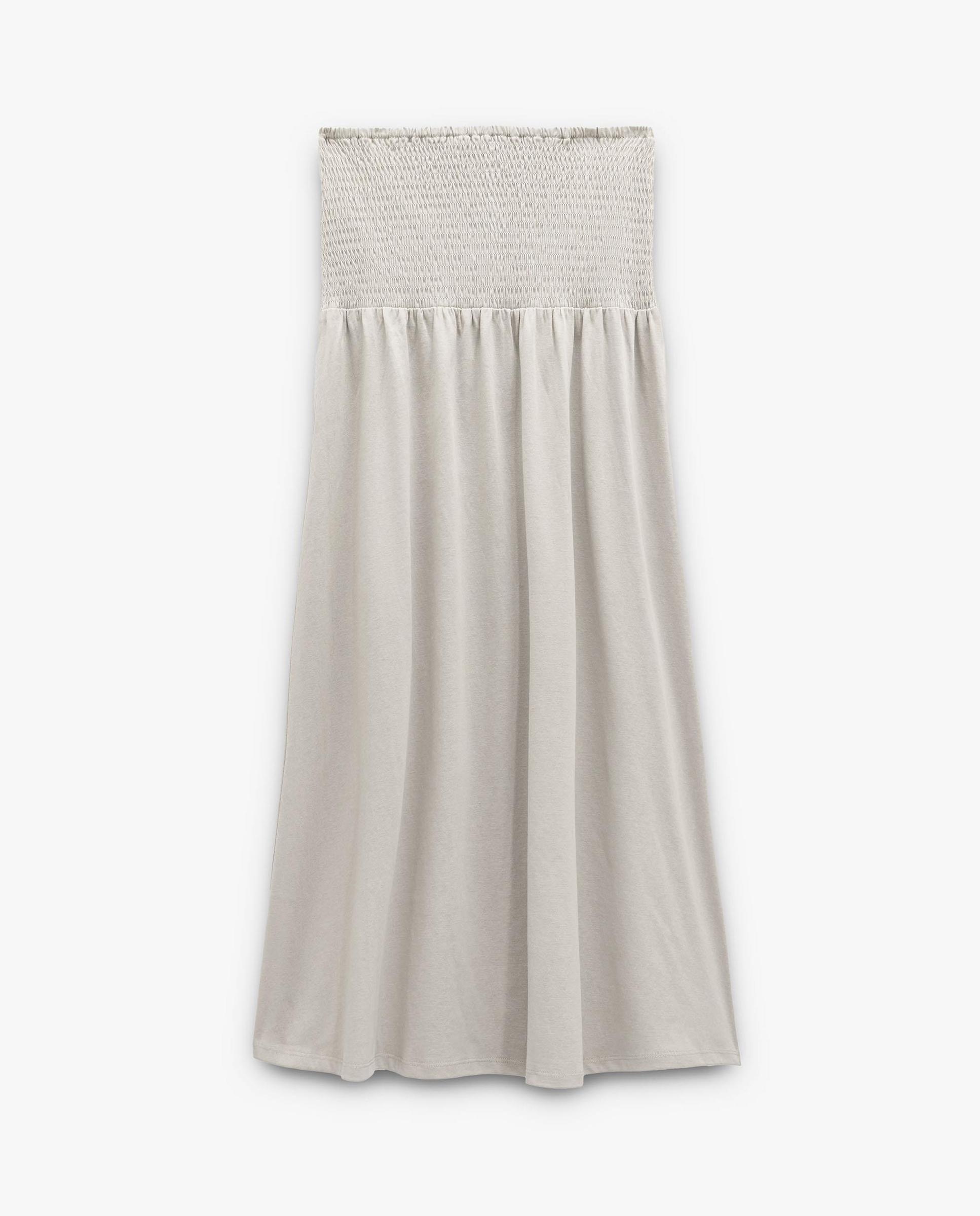 Falda larga con fruncido elástico - Parfois - Gris Gris-6