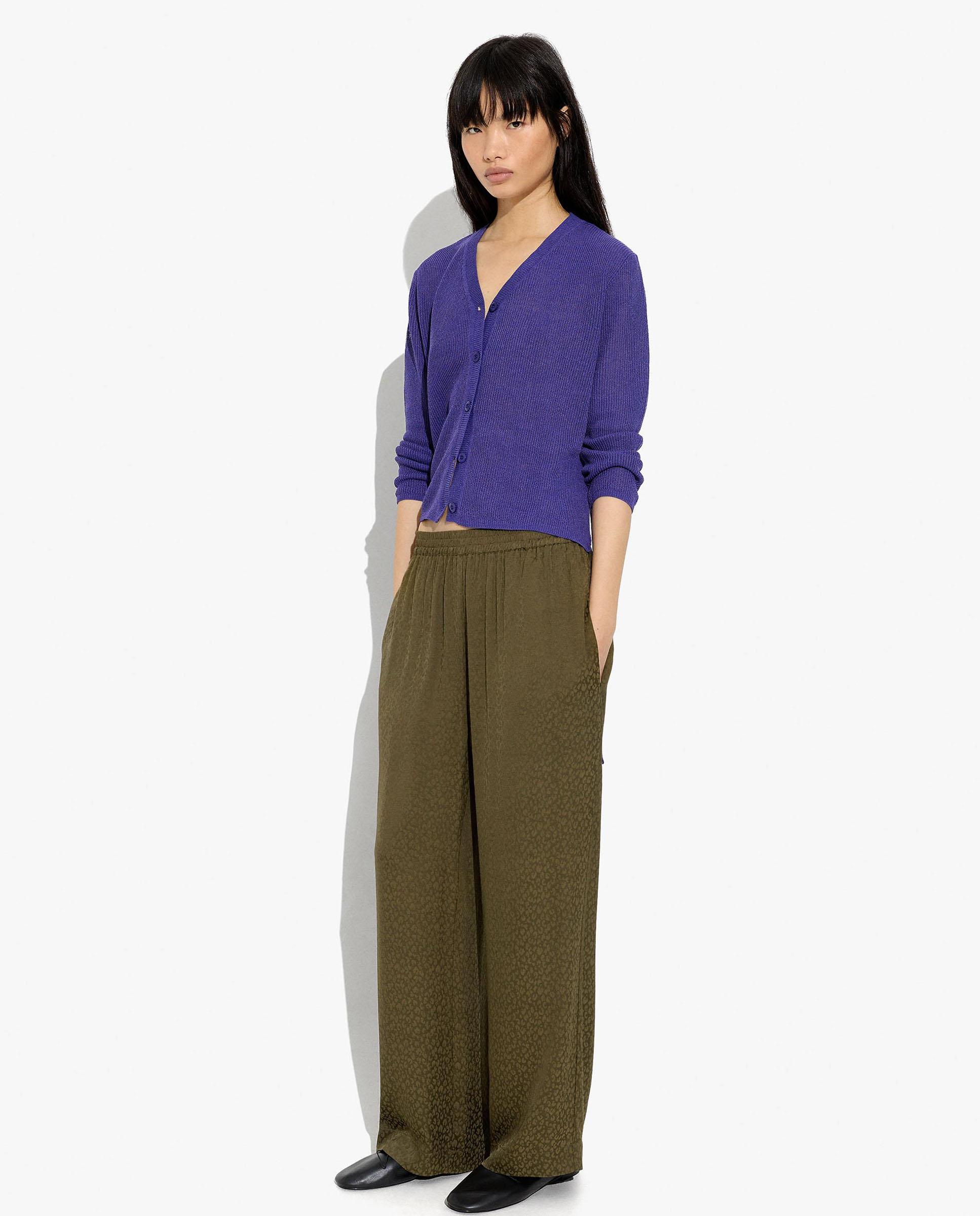 Pantalones rectos de mujer 100% viscosa con cintura elástica en liso - Parfois - Kaki Kaki-3