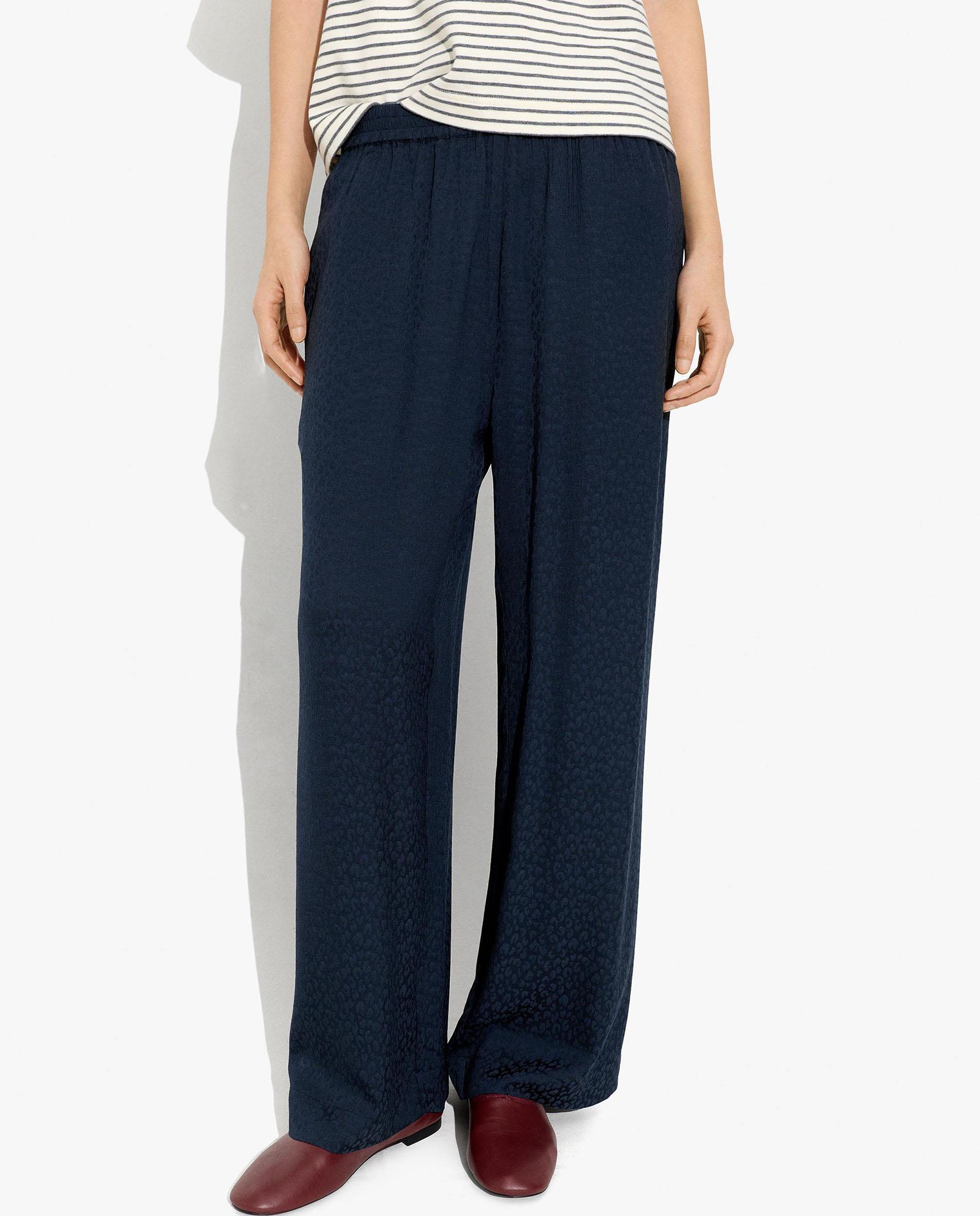 Pantalones rectos de mujer 100% viscosa con cintura elástica en liso - Parfois - Azul marino Azul marino-2