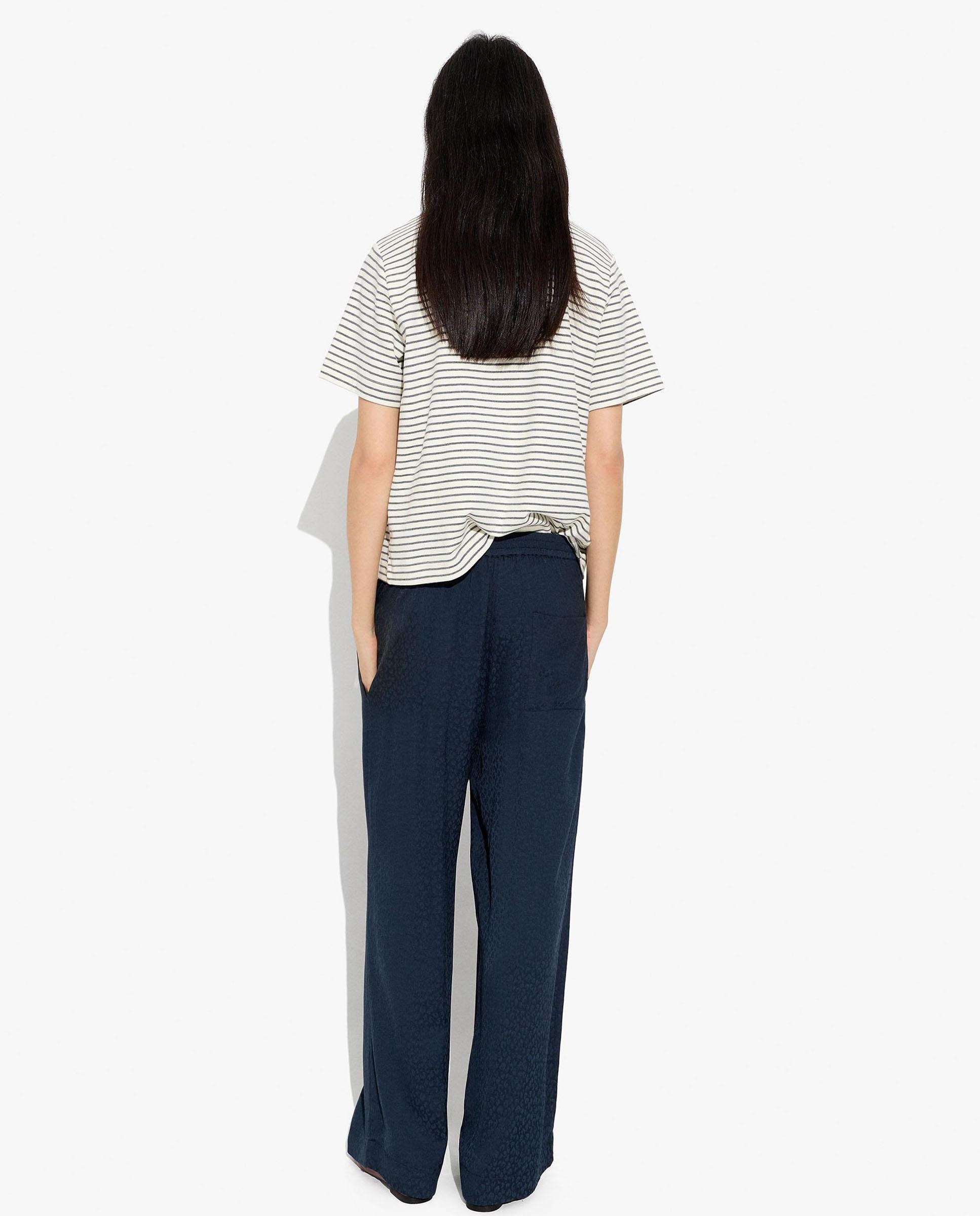 Pantalones rectos de mujer 100% viscosa con cintura elástica en liso - Parfois - Azul marino Azul marino-4