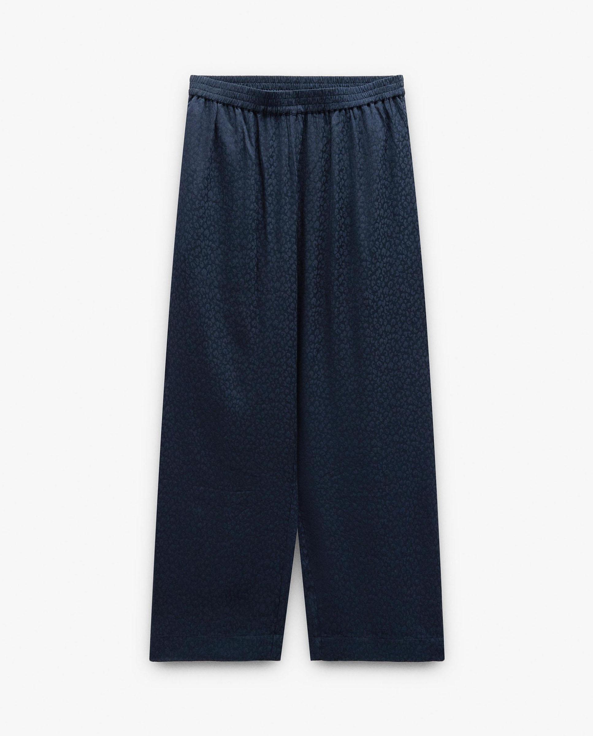 Pantalones rectos de mujer 100% viscosa con cintura elástica en liso - Parfois - Azul marino Azul marino-7