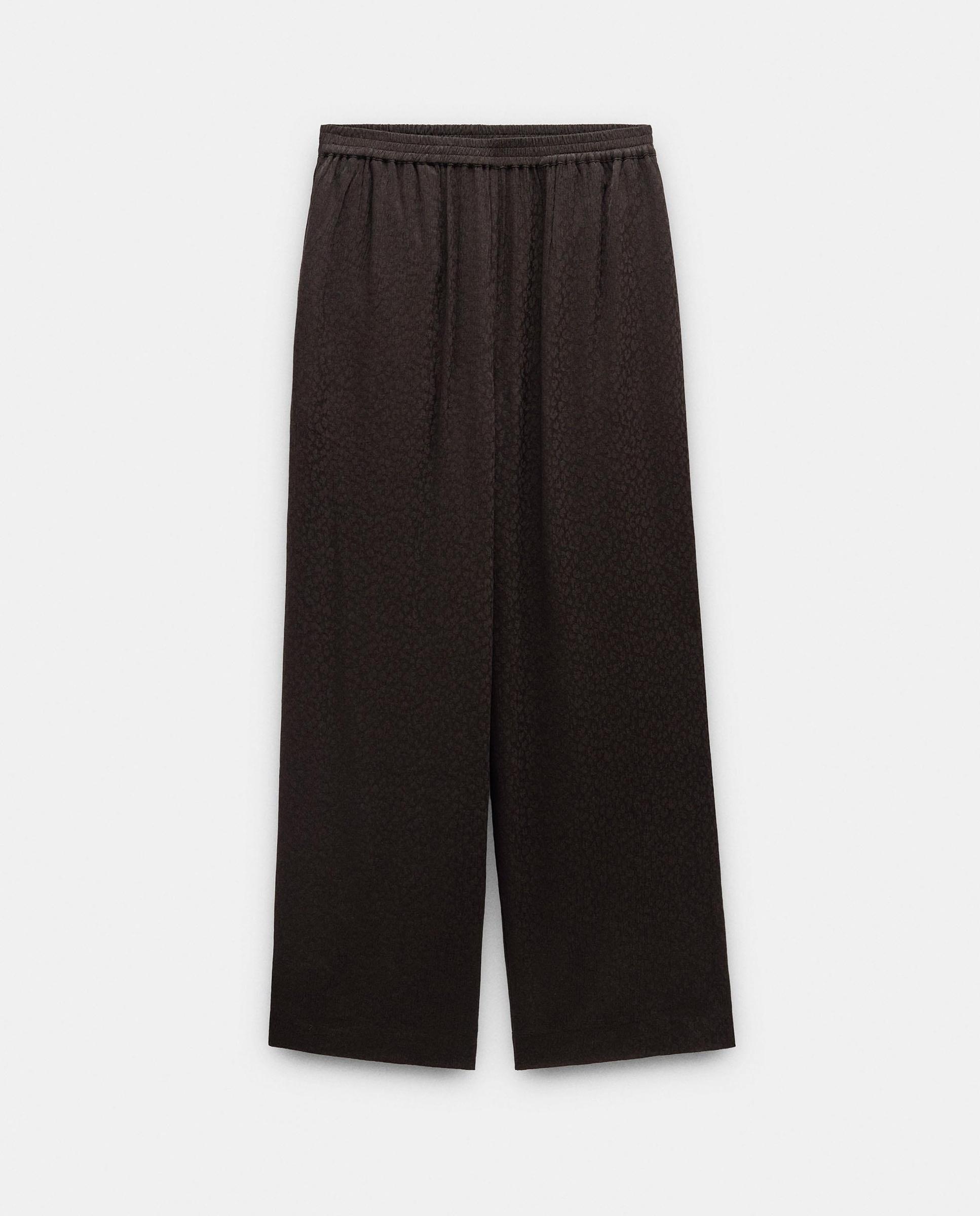 Pantalones anchos de mujer 100% viscosa con cintura elástica en liso - Parfois - Marrón oscuro Marrón oscuro-6