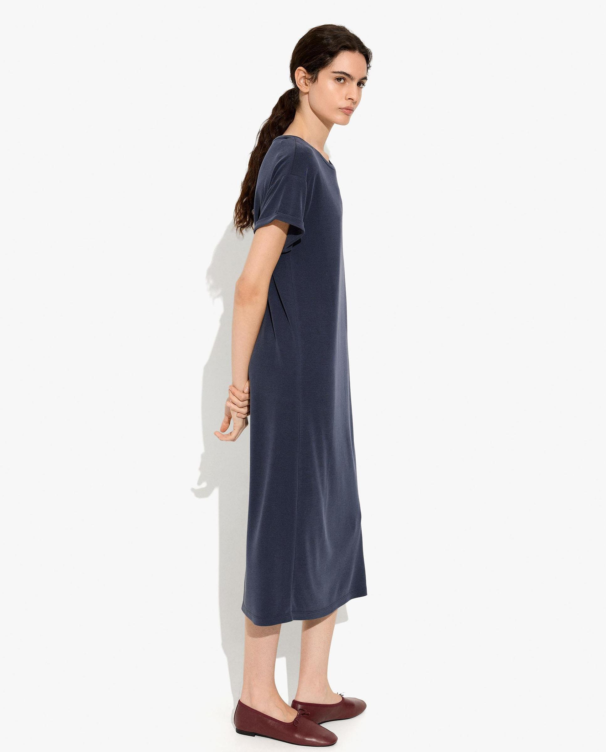 Vestido midi estilo camiseta en liso - Parfois - Azul marino Azul marino-2