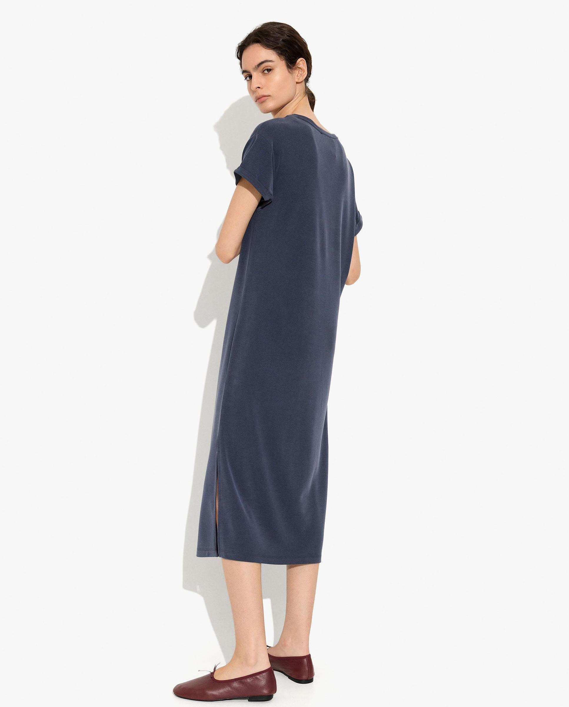 Vestido midi estilo camiseta en liso - Parfois - Azul marino Azul marino-3
