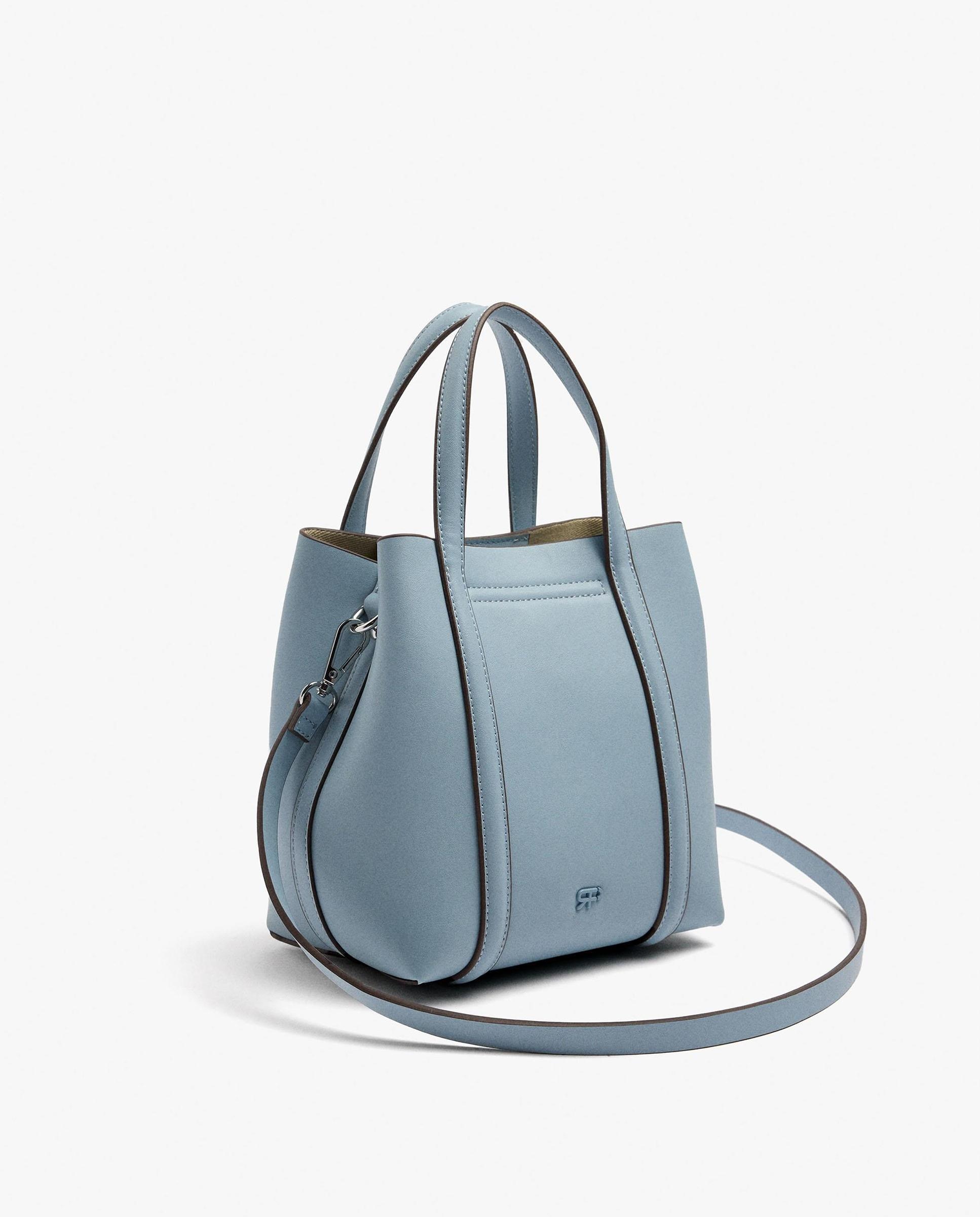 Bolso de mano estilo tote convertible a bandolera con cierre imantado en liso - Parfois - Azul Azul-2