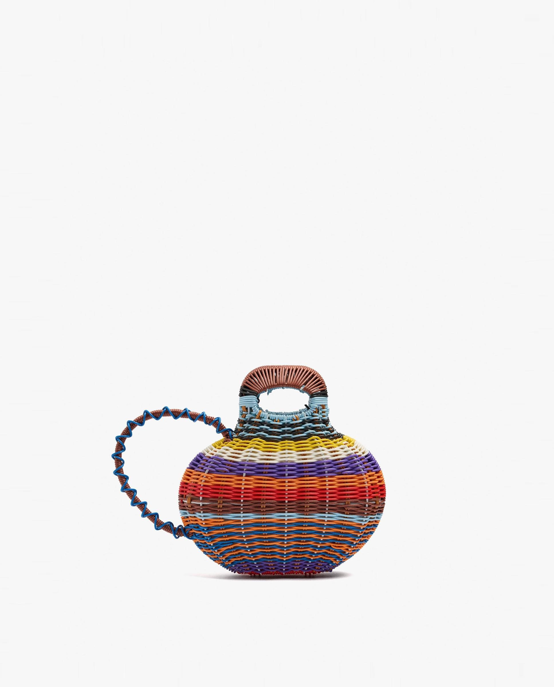 Bolso de fiesta estilo bombonera convertible a bandolera con estampado de rayas - Parfois - Multicolor Multicolor-1