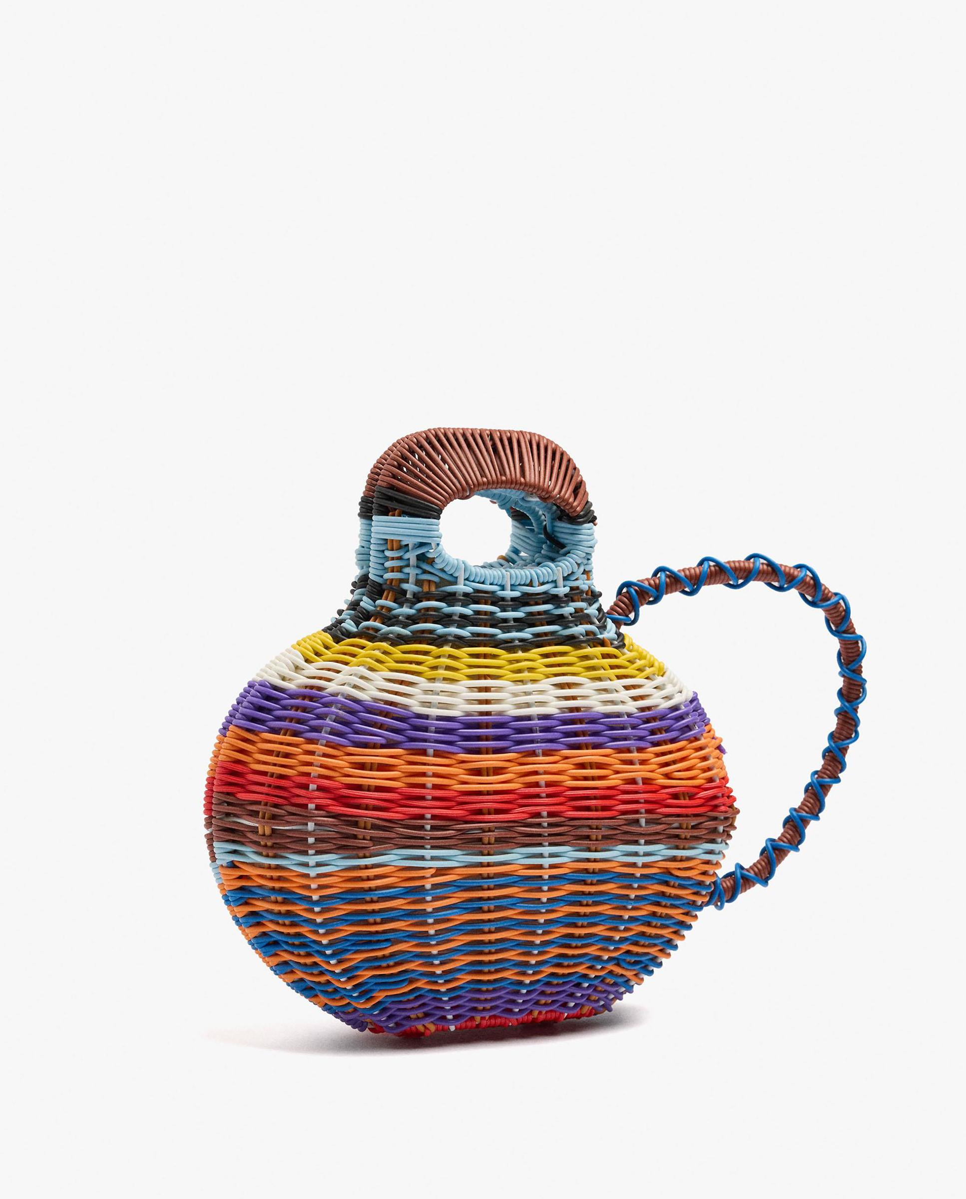 Bolso de fiesta estilo bombonera convertible a bandolera con estampado de rayas - Parfois - Multicolor Multicolor-3