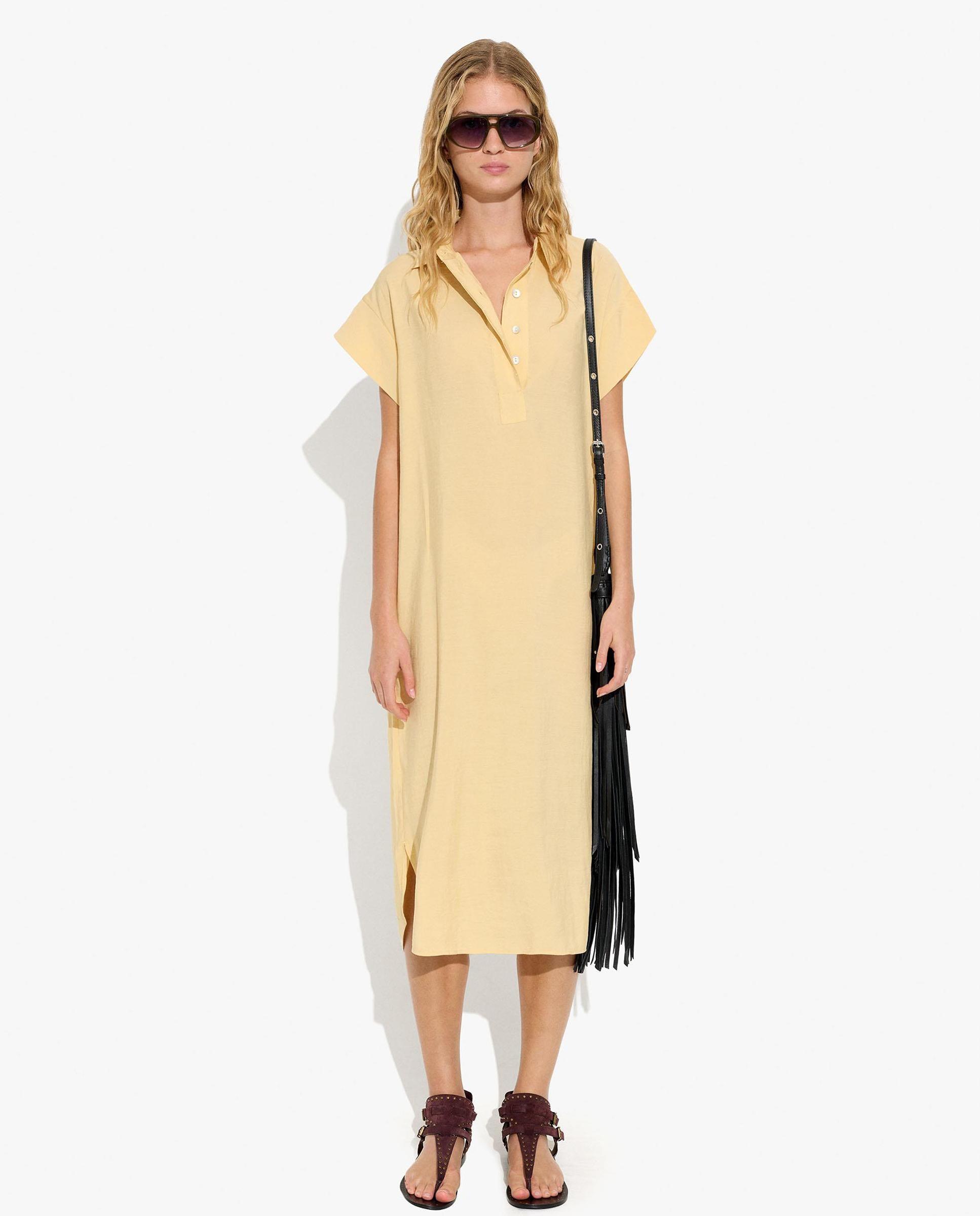 Vestido midi camisero en liso - Parfois - Amarillo Amarillo-1