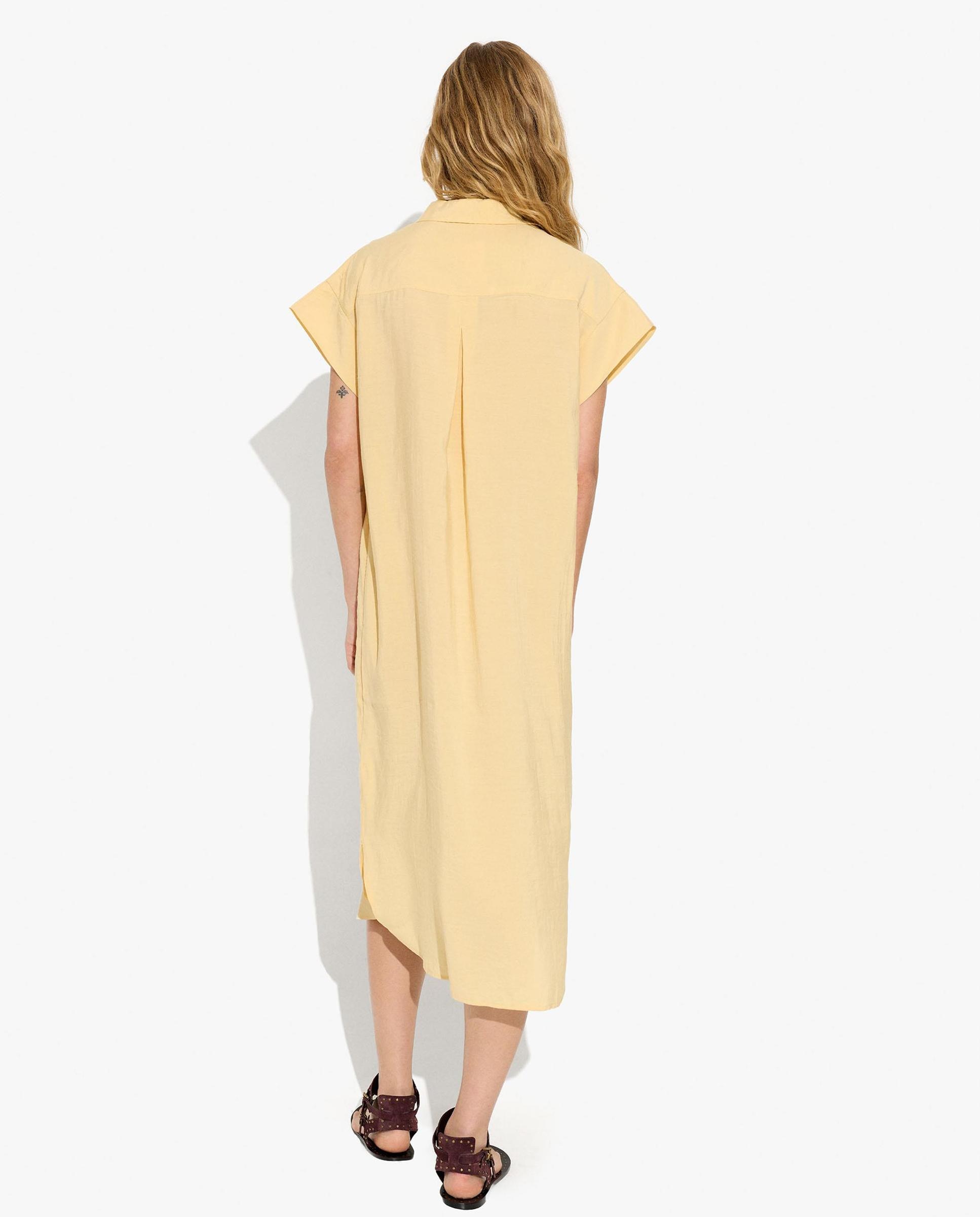 Vestido midi camisero en liso - Parfois - Amarillo Amarillo-3