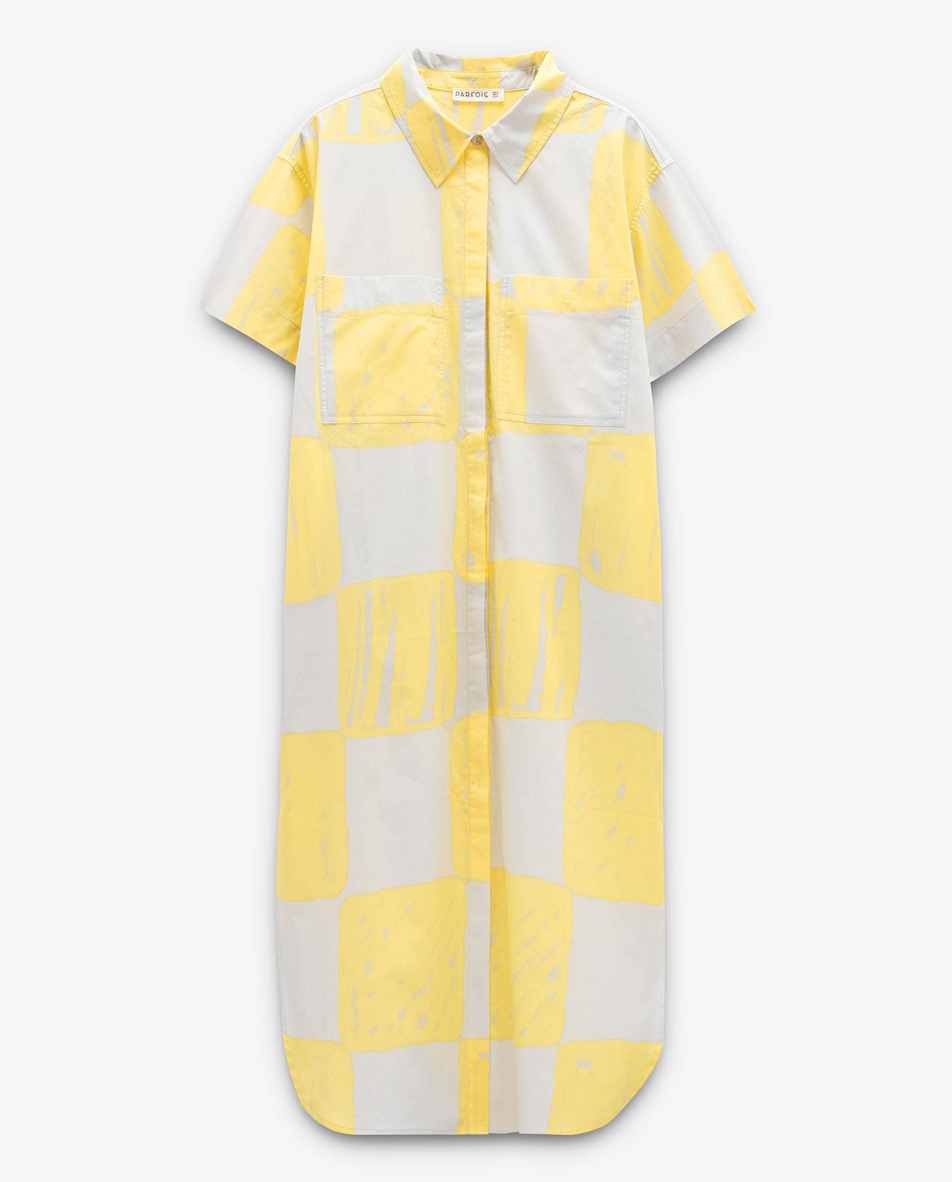 Vestido midi 100% algodón camisero con estampados - Parfois - Multicolor Multicolor-6