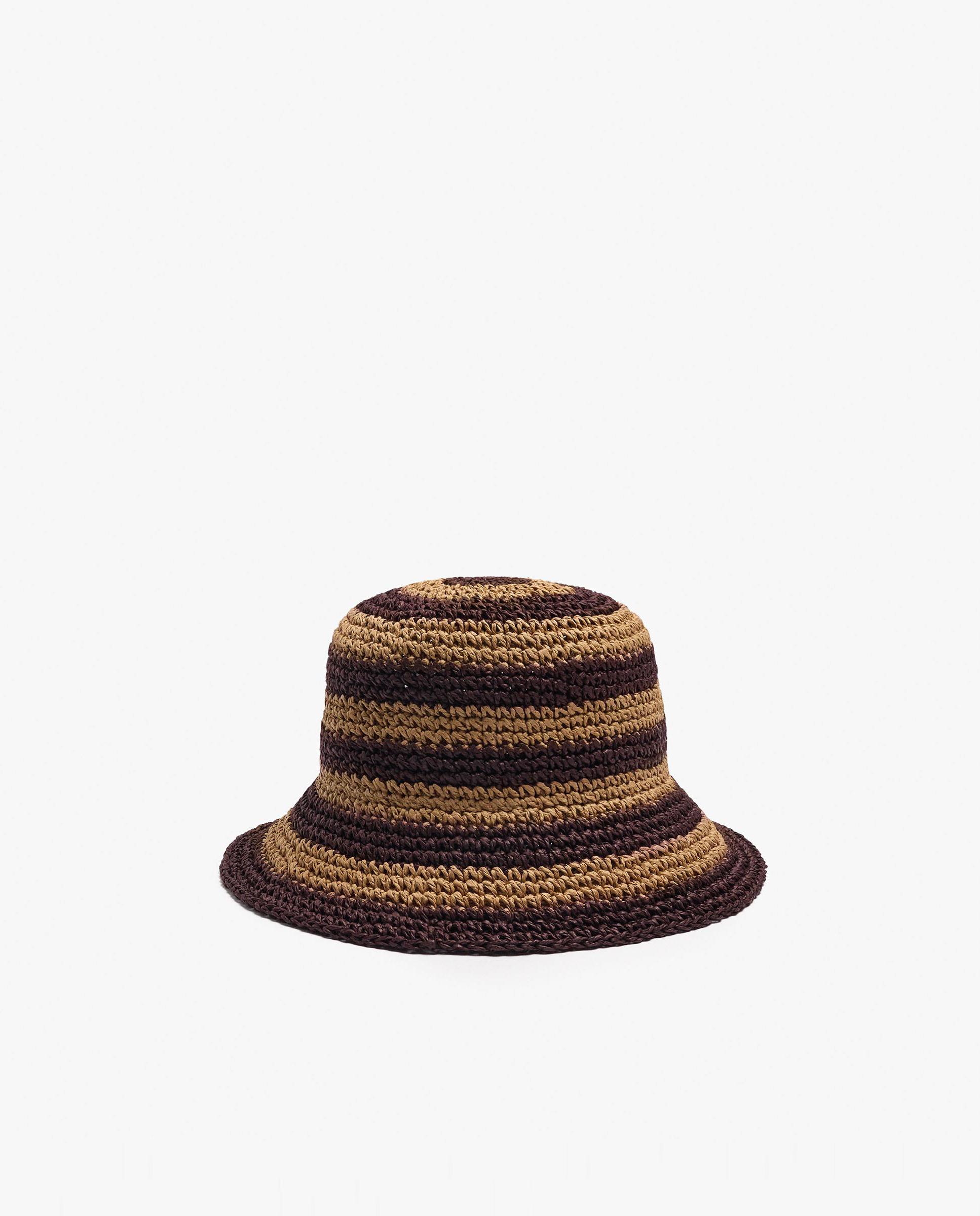 Gorro de mujer estilo bucket con rayas decorativas - Parfois - Marrón oscuro Marrón oscuro-1