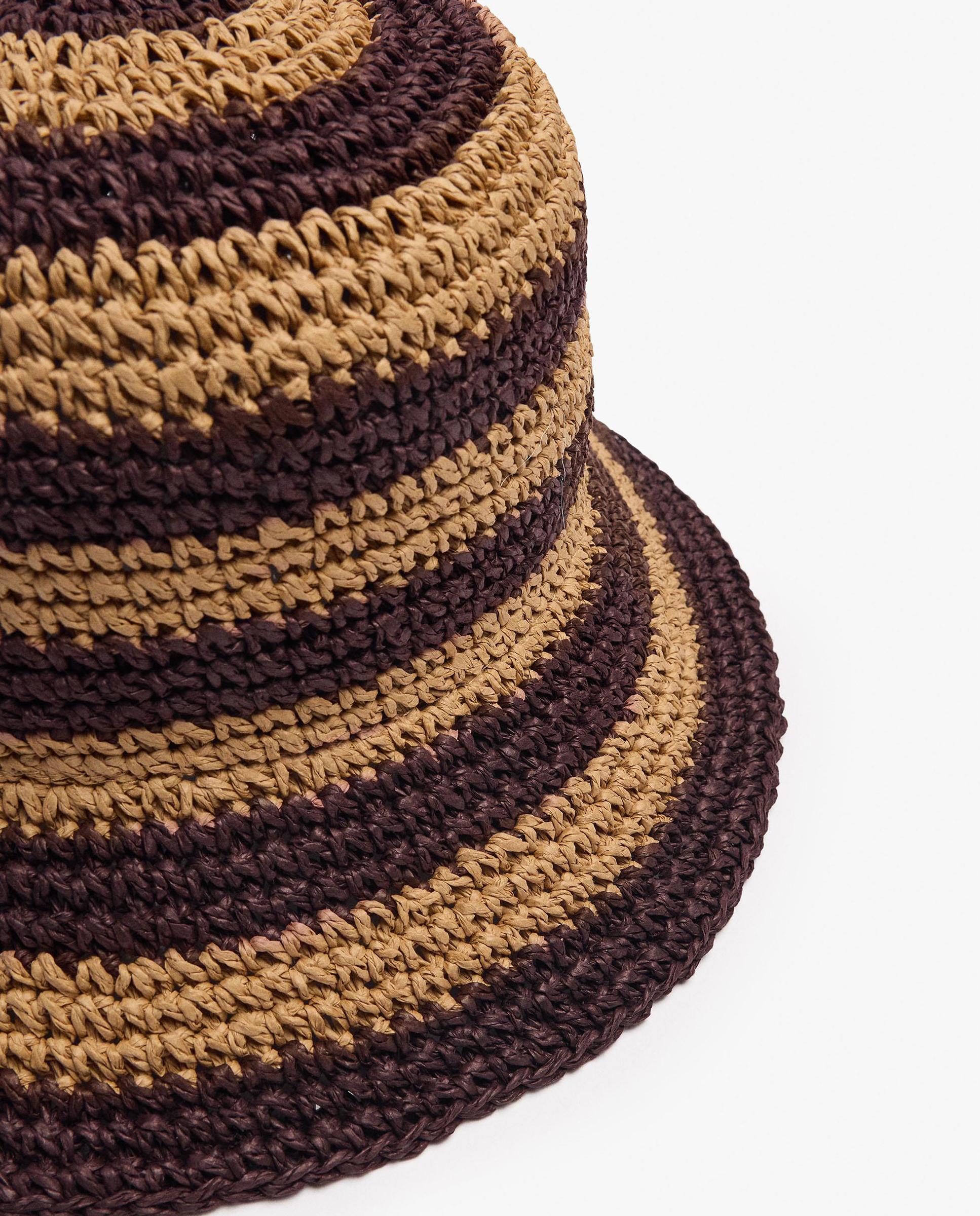 Gorro de mujer estilo bucket con rayas decorativas - Parfois - Marrón oscuro Marrón oscuro-3