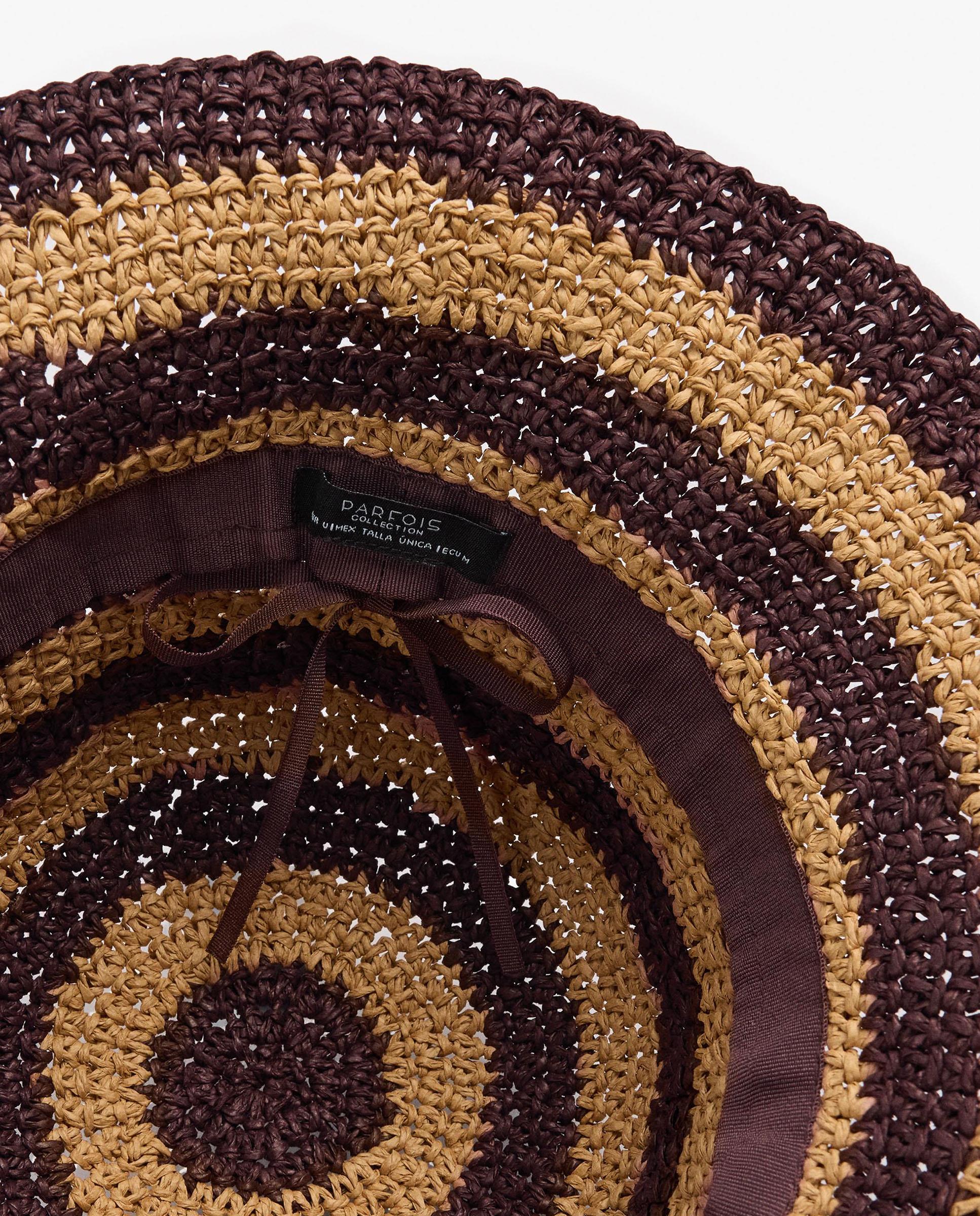 Gorro de mujer estilo bucket con rayas decorativas - Parfois - Marrón oscuro Marrón oscuro-4