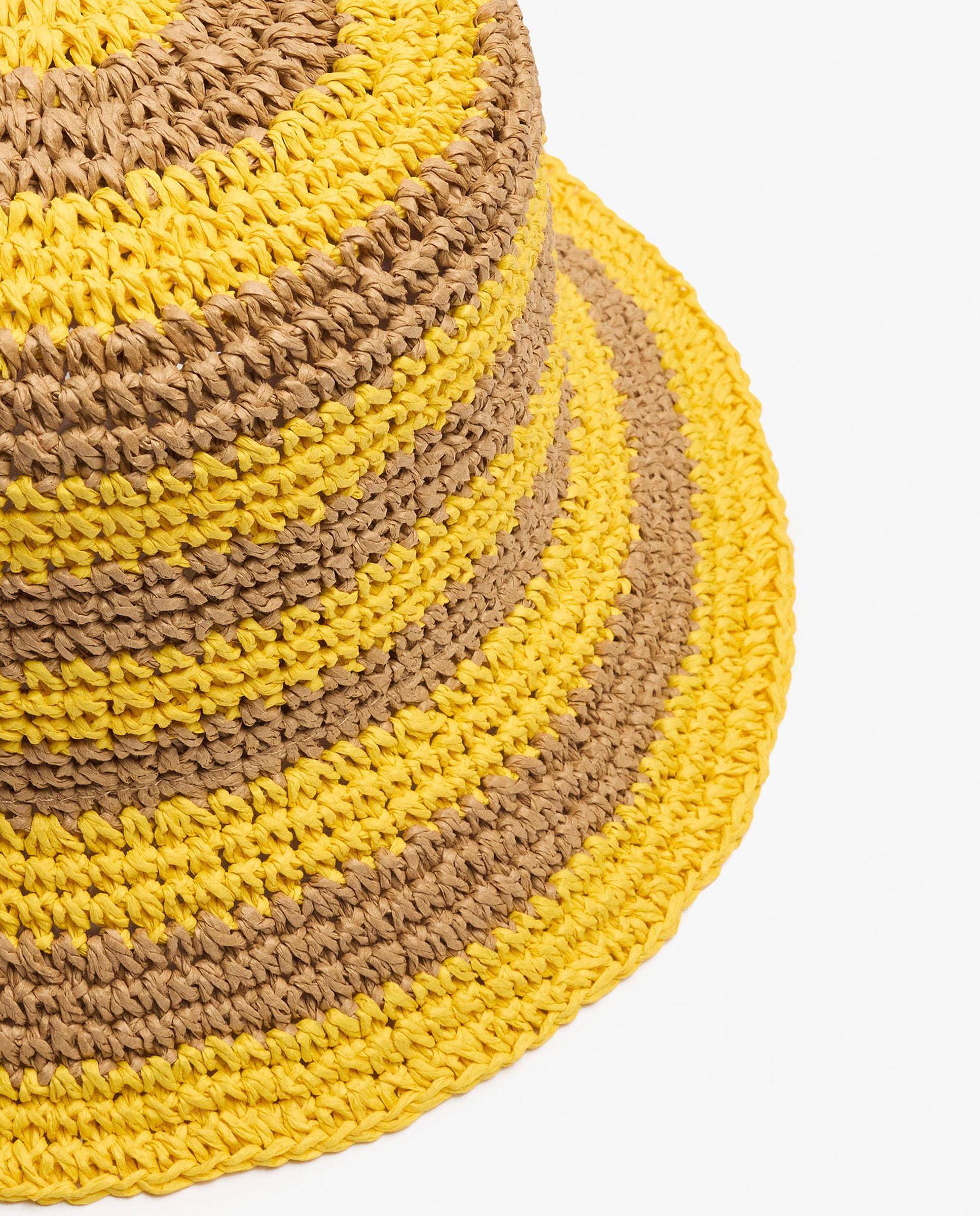 Gorro de mujer estilo bucket con rayas decorativas - Parfois - Amarillo Amarillo-3