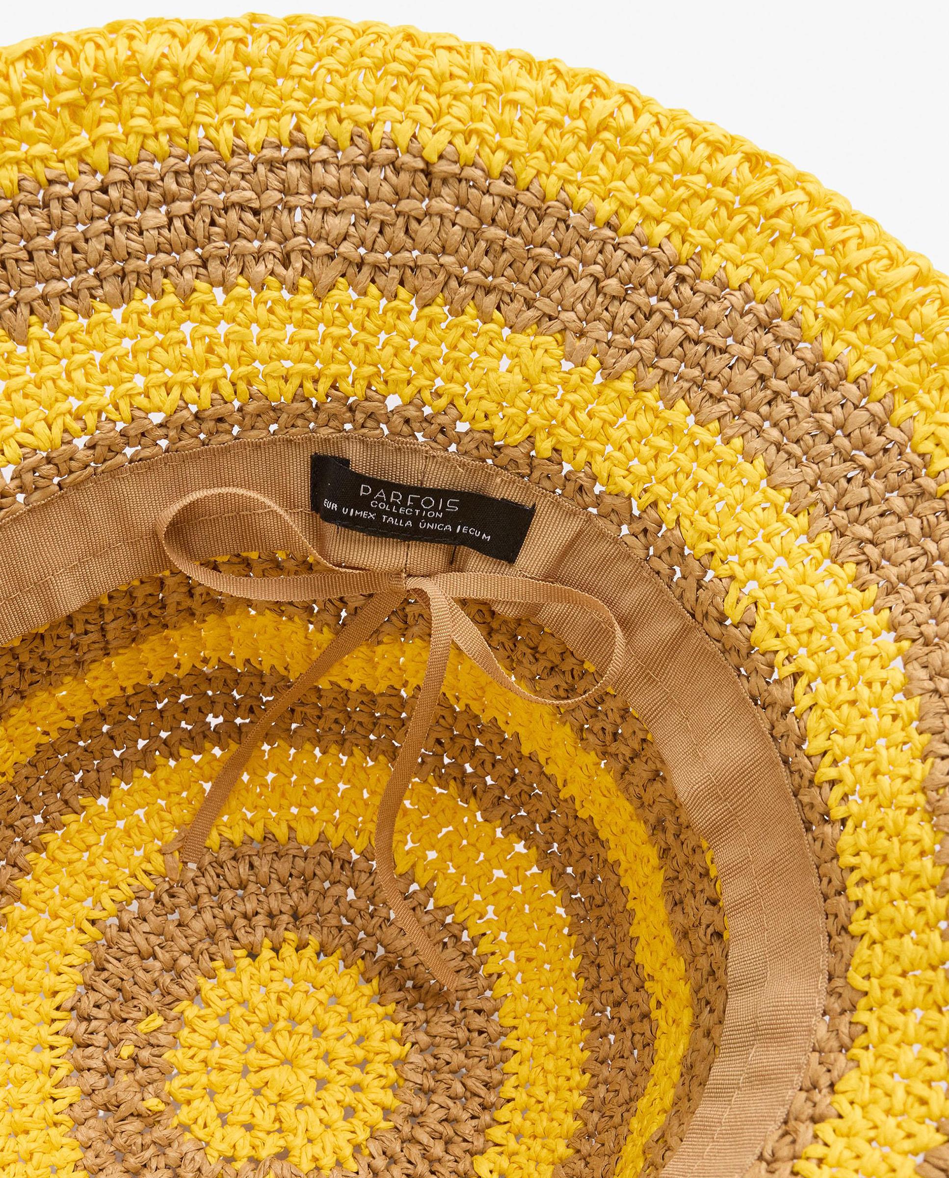 Gorro de mujer estilo bucket con rayas decorativas - Parfois - Amarillo Amarillo-4