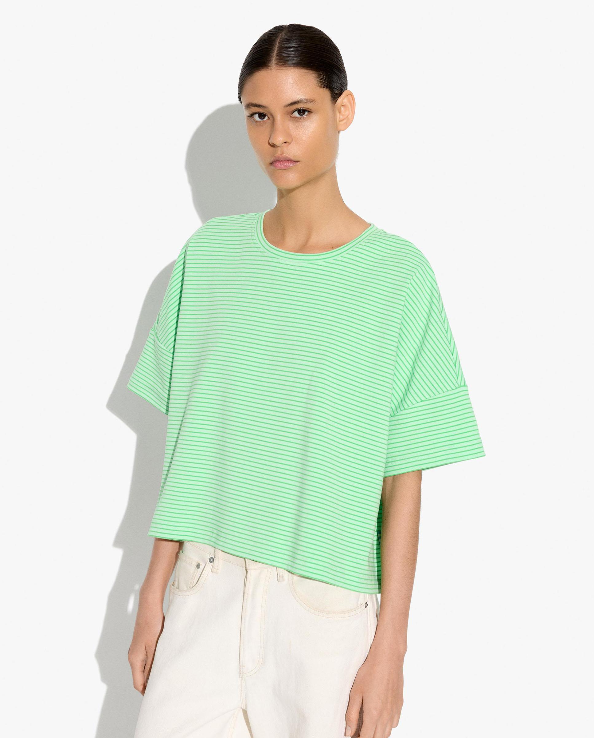 Parfois - Camiseta de mujer de manga corta con estampado de rayas.