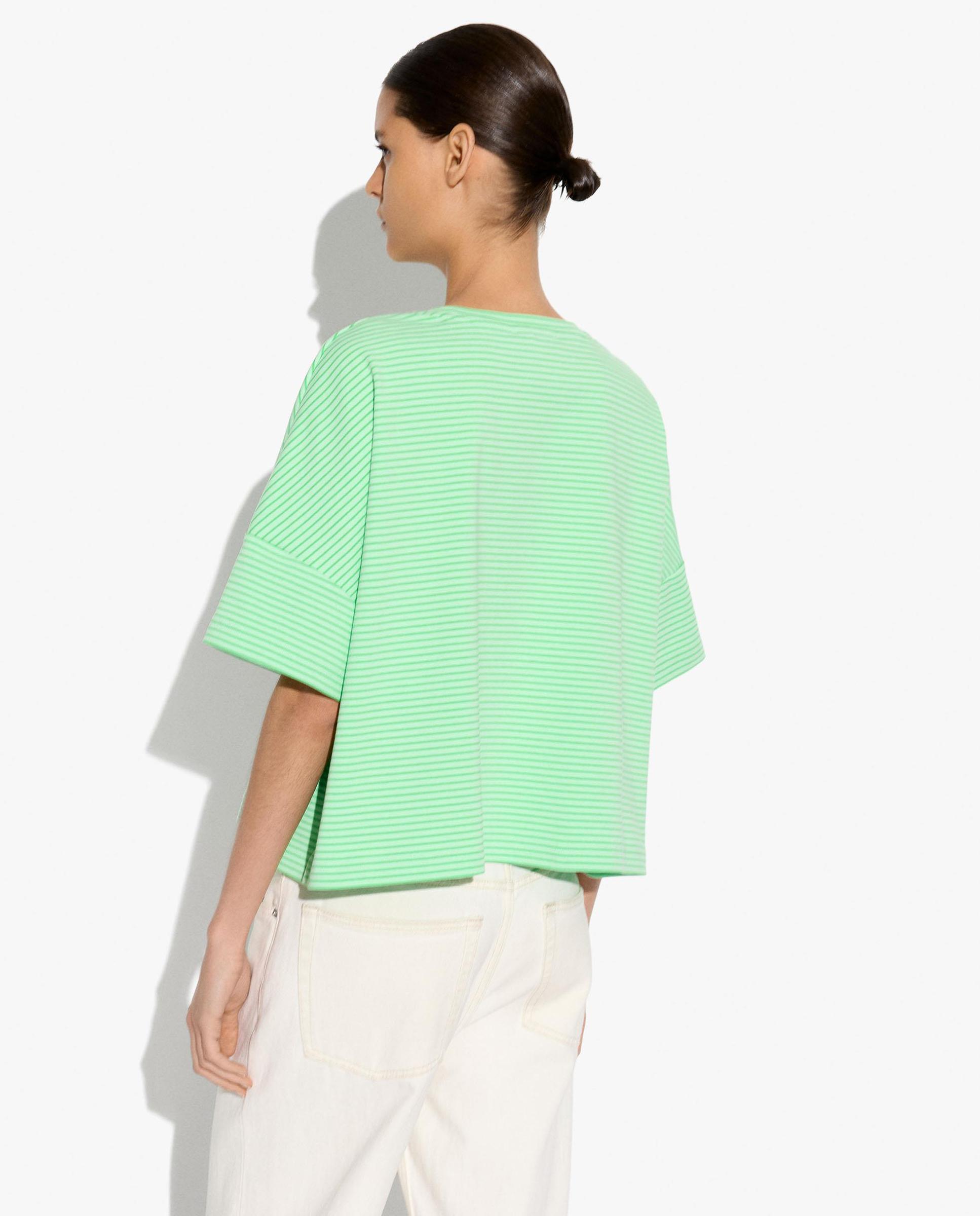 Camiseta de mujer de manga corta con estampado de rayas - Parfois - Verde Agua Verde Agua-4