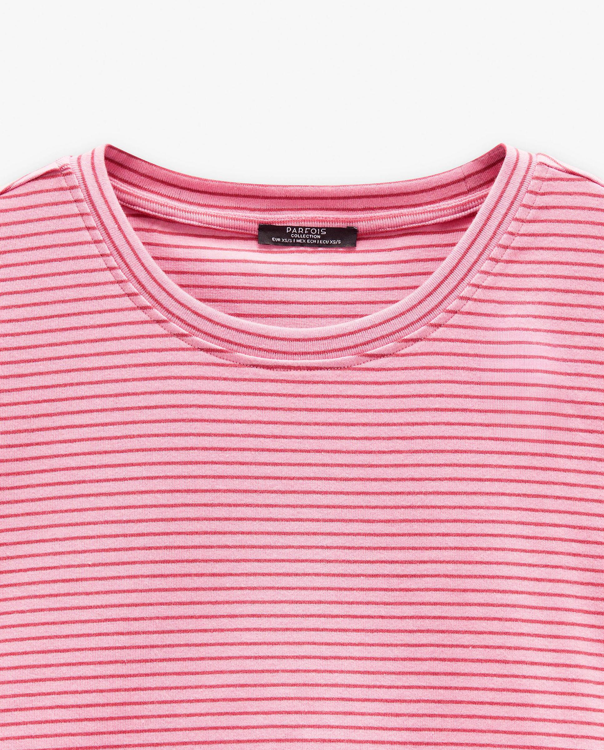 Camiseta de mujer estilo oversize con estampado de rayas - Parfois - Rosa Rosa-5