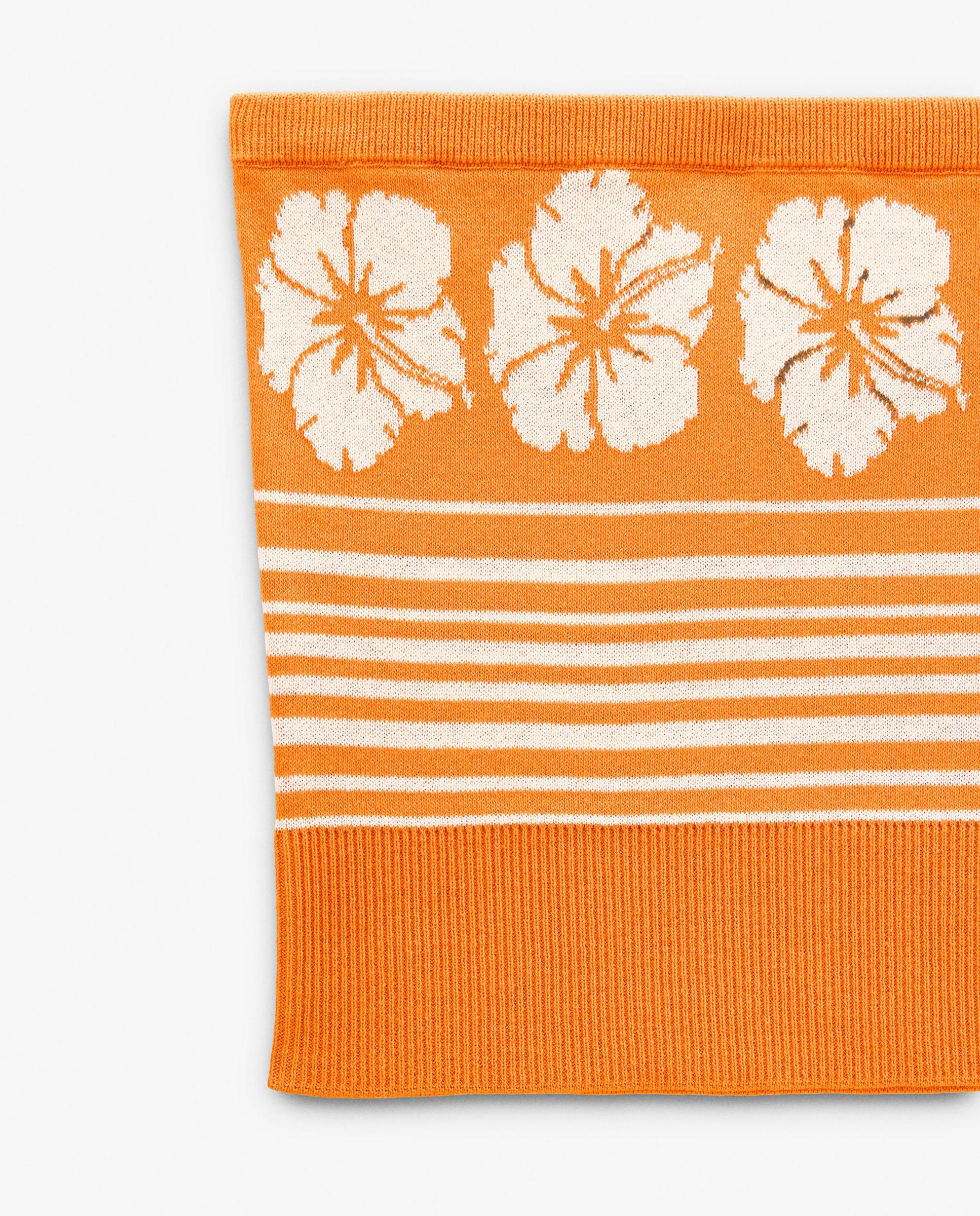Top de mujer de palabra de honor con estampado floral y de rayas - Parfois - Naranja Naranja-5