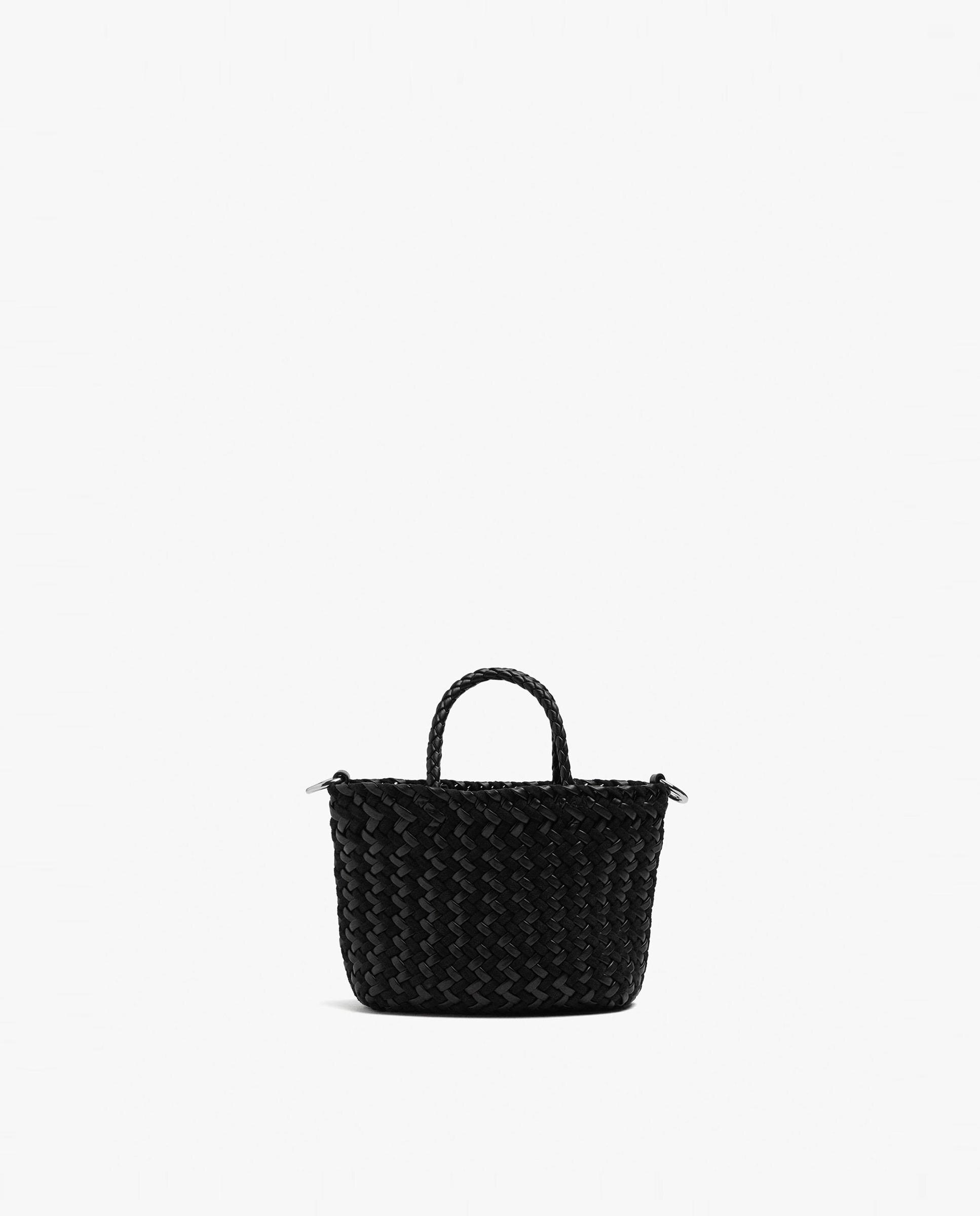 Bolso de mano estilo tote trenzado convertible a bandolera con cierre imantado en liso - Parfois - Negro Negro-1