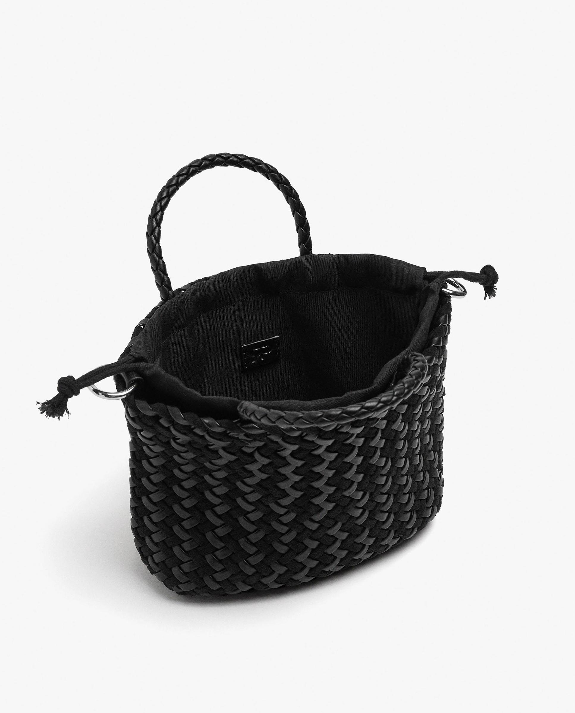 Bolso de mano estilo tote trenzado convertible a bandolera con cierre imantado en liso - Parfois - Negro Negro-5