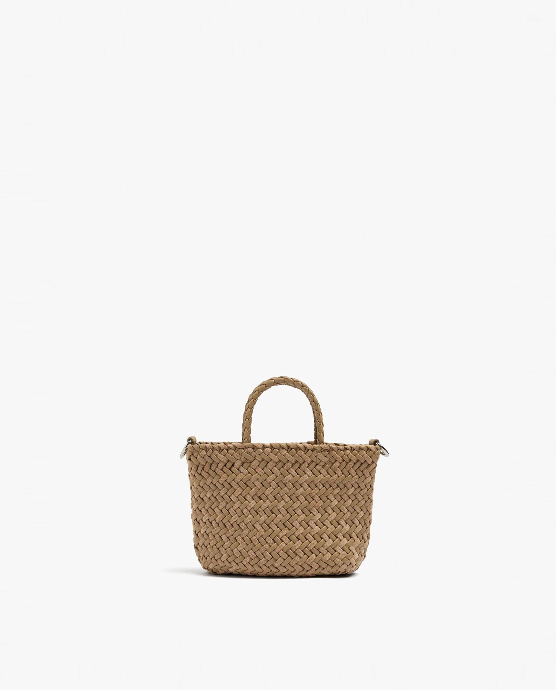 Bolso de mano estilo tote trenzado convertible a bandolera con cierre imantado en liso - Parfois - Natural Natural-1