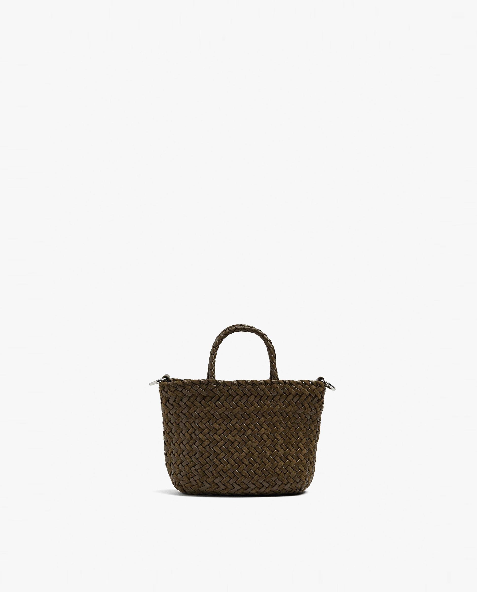 Bolso de mano estilo tote trenzado convertible a bandolera con cierre imantado en liso - Parfois - Kaki Kaki-1