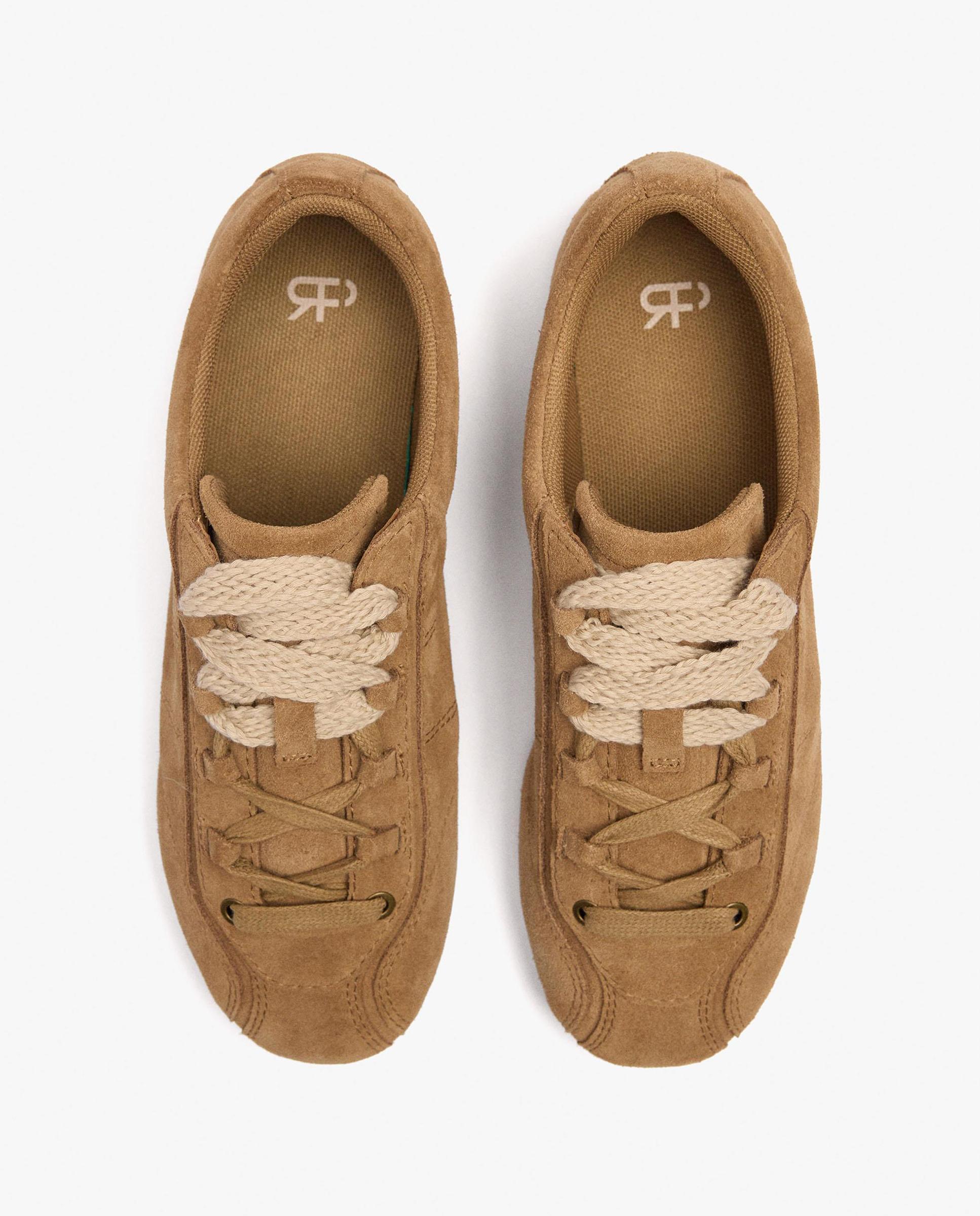 Zapatillas deportivas de mujer 100% piel con cierre de cordones - Parfois - Marrón Marrón-3