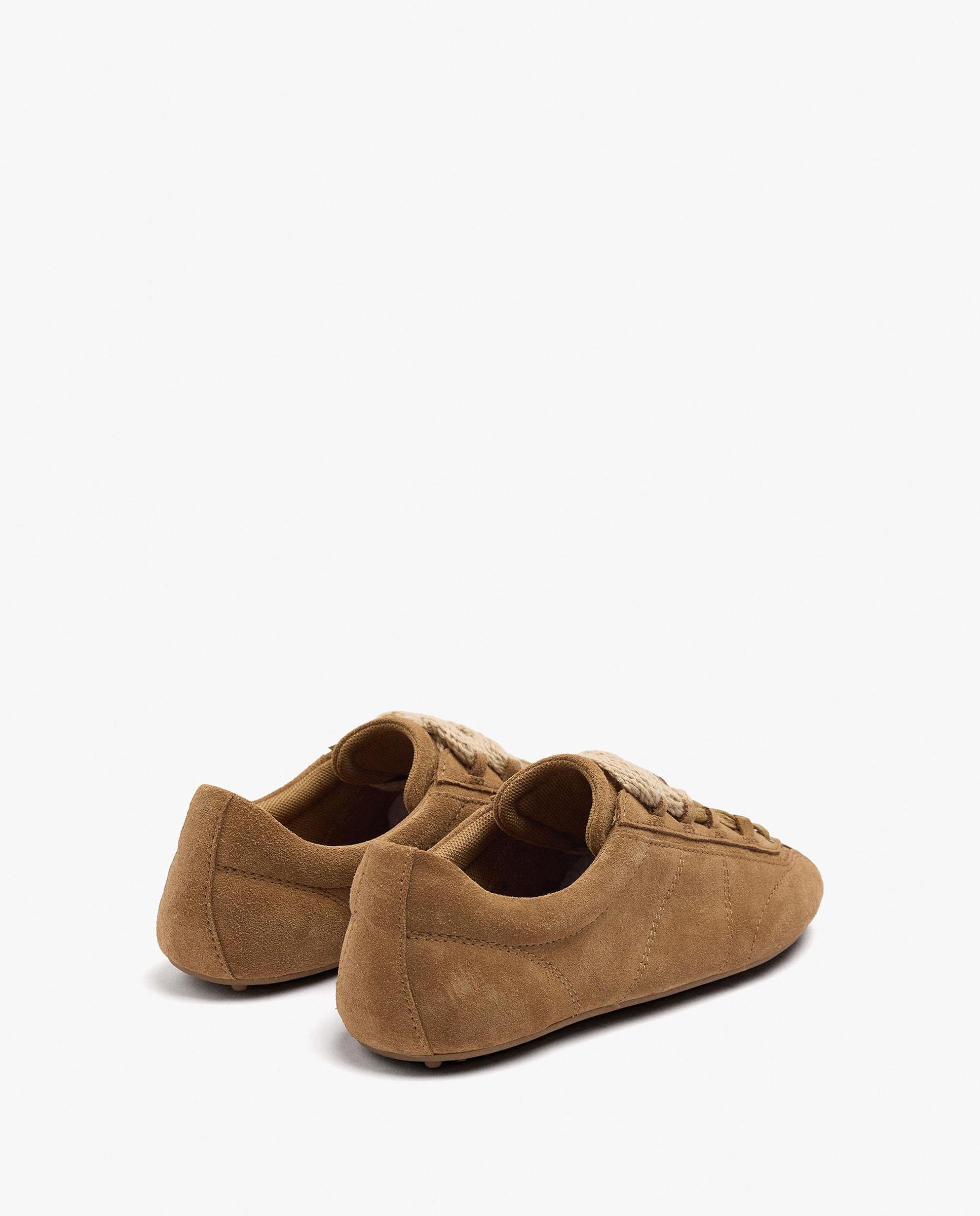 Zapatillas deportivas de mujer 100% piel con cierre de cordones - Parfois - Marrón Marrón-4