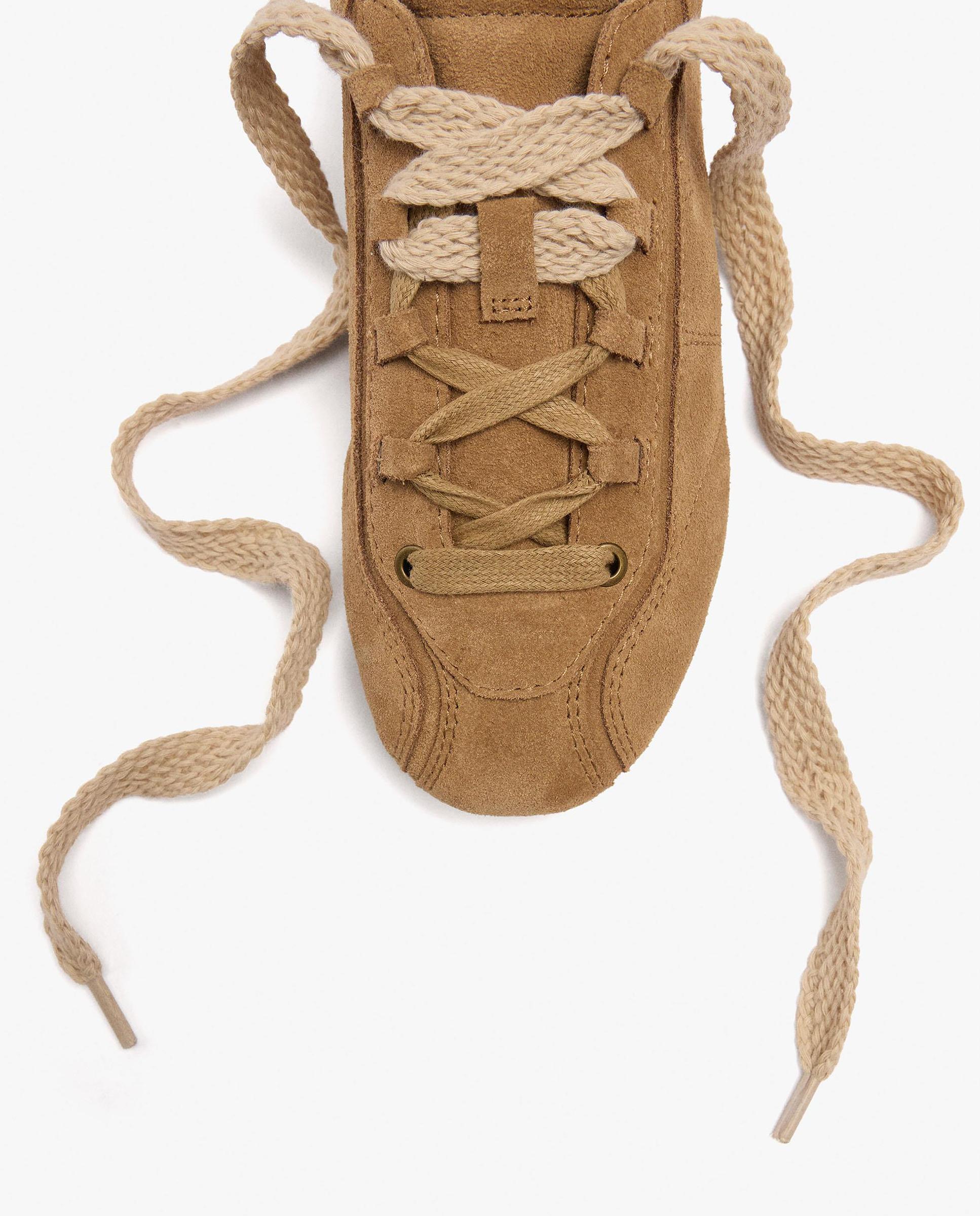 Zapatillas deportivas de mujer 100% piel con cierre de cordones - Parfois - Marrón Marrón-5