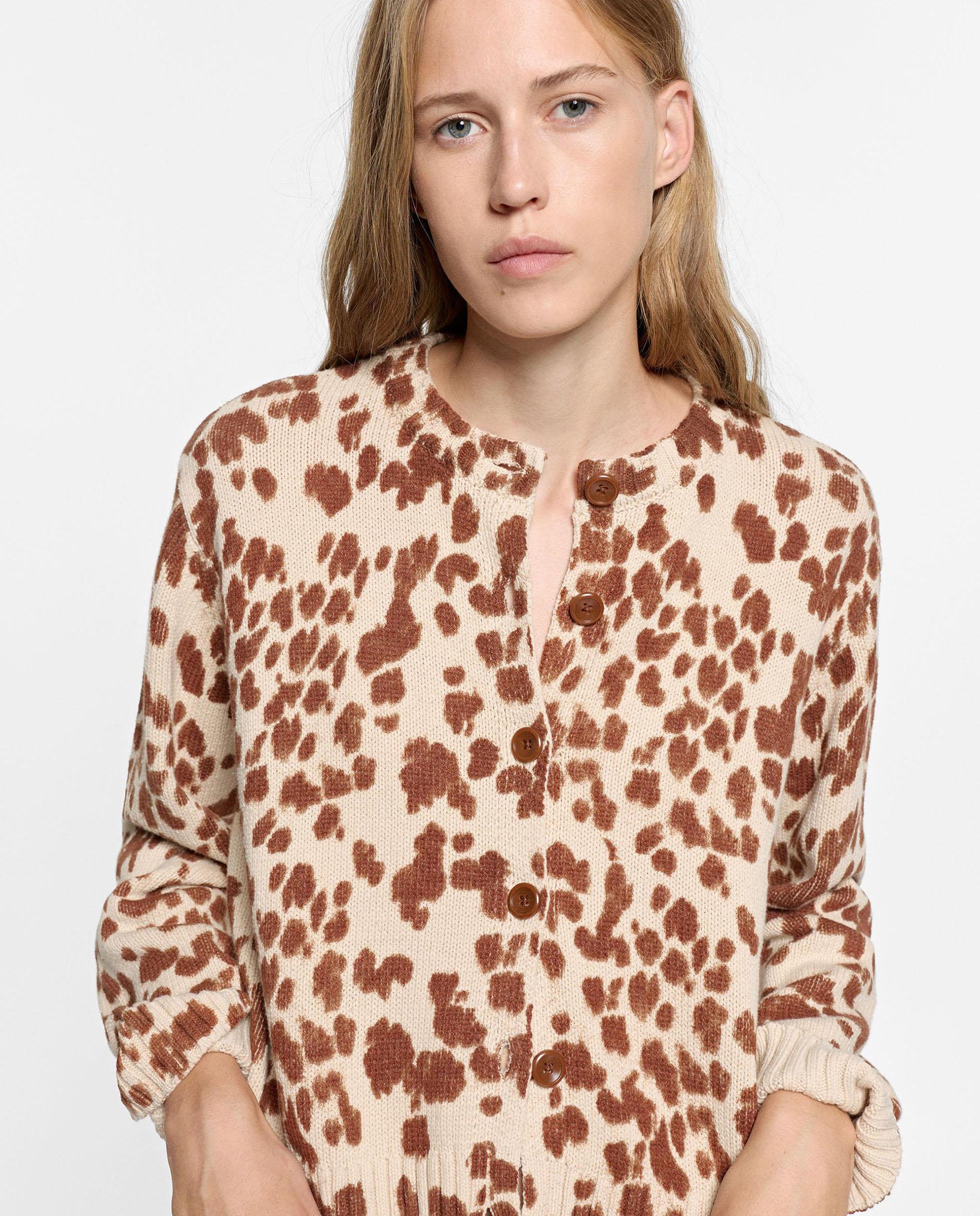 Cárdigan de mujer de punto con estapado animal print - Parfois - Beige Beige-1