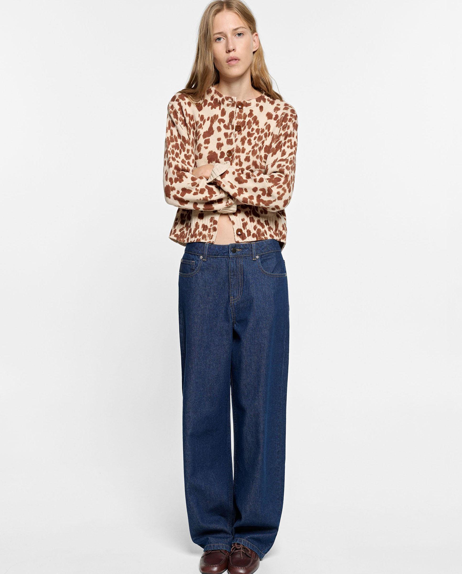 Cárdigan de mujer de punto con estapado animal print - Parfois - Beige Beige-2