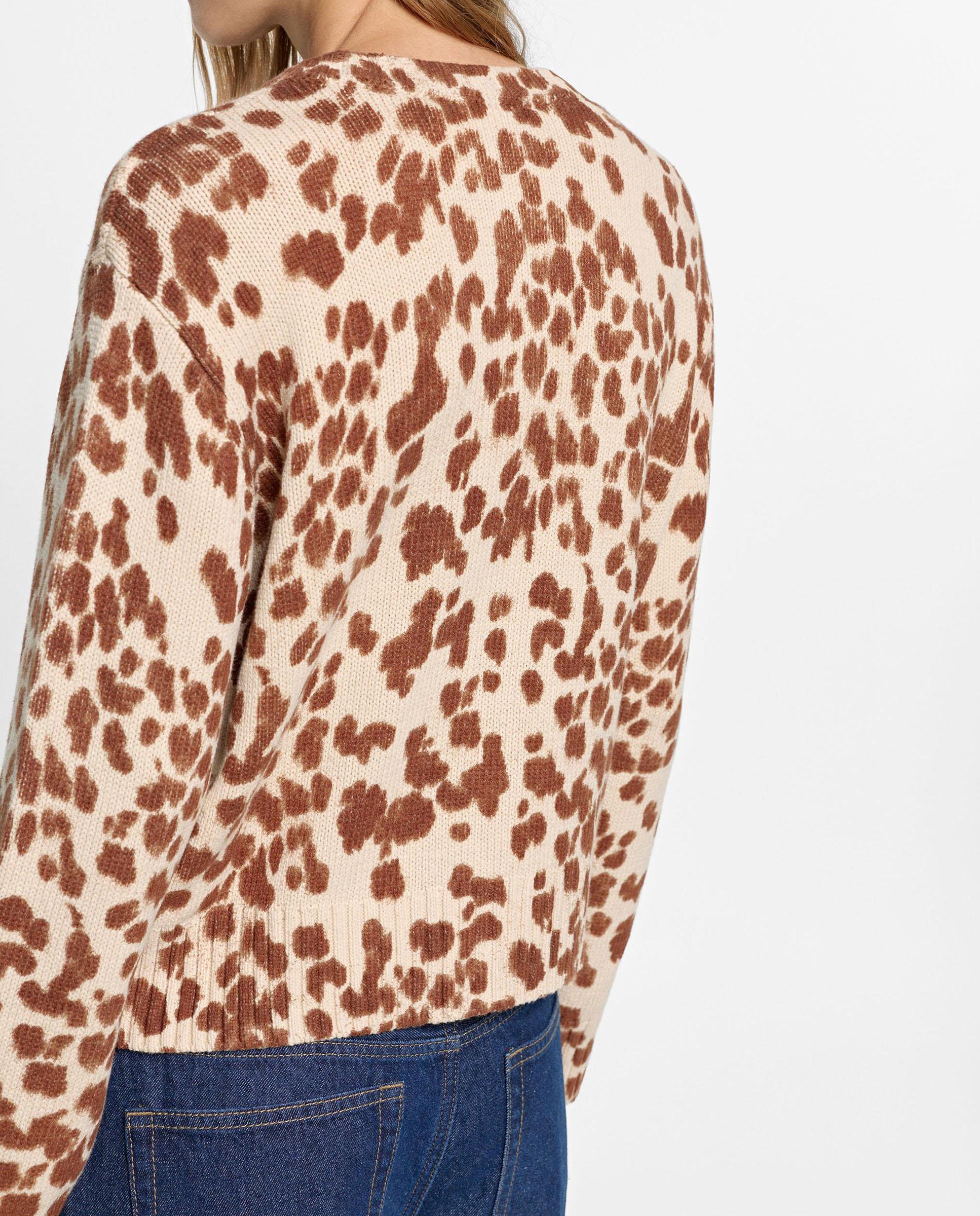 Cárdigan de mujer de punto con estapado animal print - Parfois - Beige Beige-4