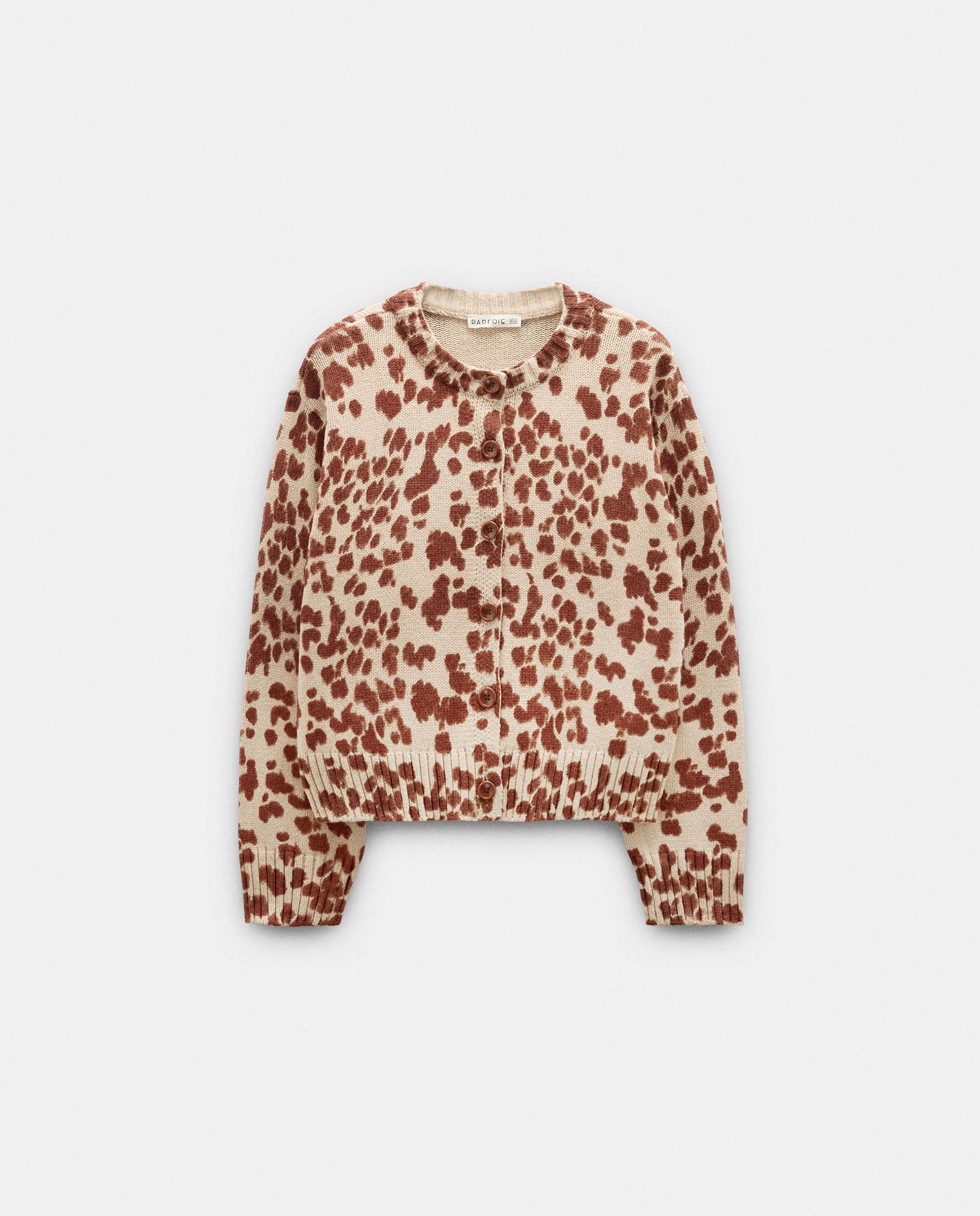 Cárdigan de mujer de punto con estapado animal print - Parfois - Beige Beige-6