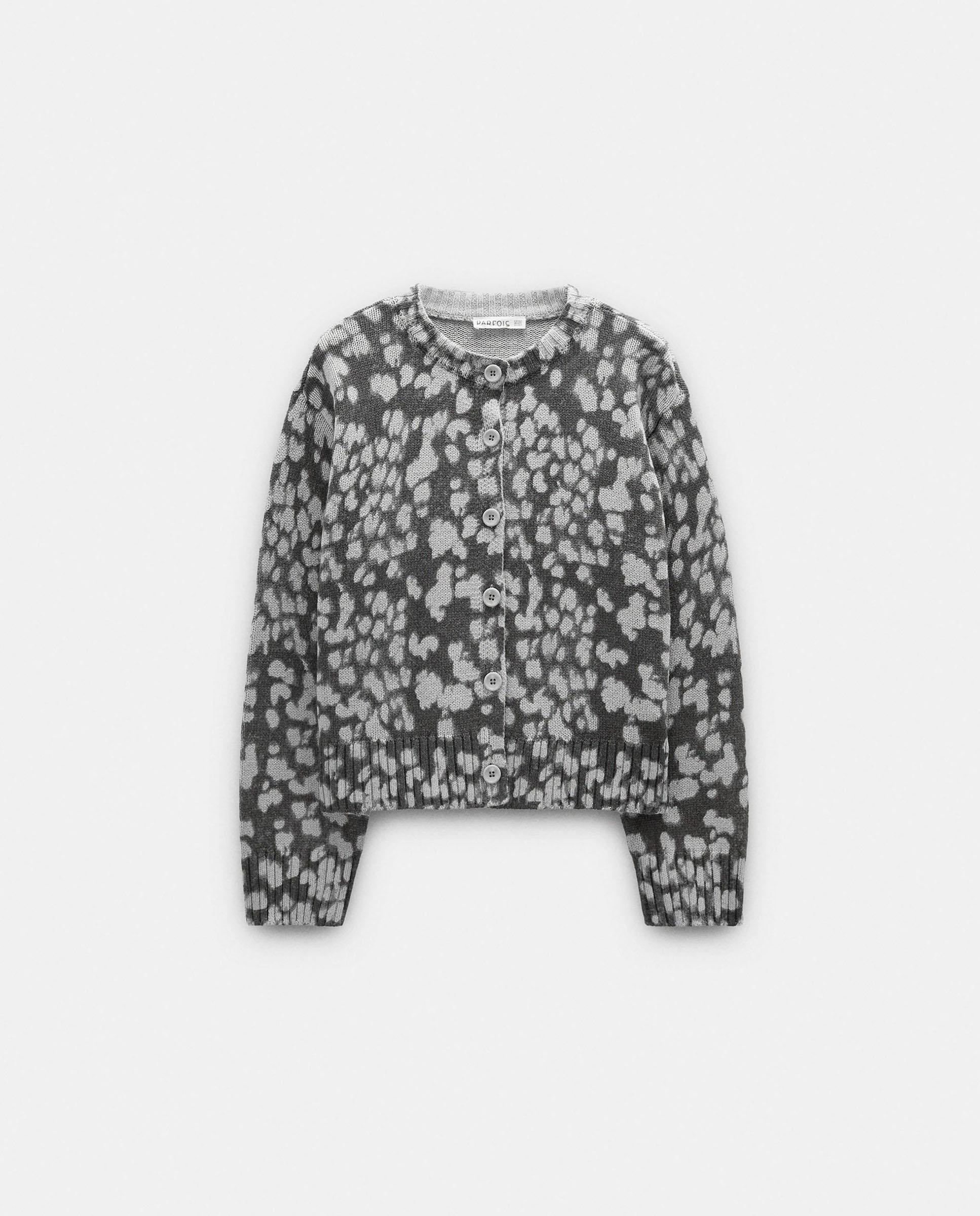 Cárdigan de mujer de punto con estapado animal print - Parfois - Gris Gris-6
