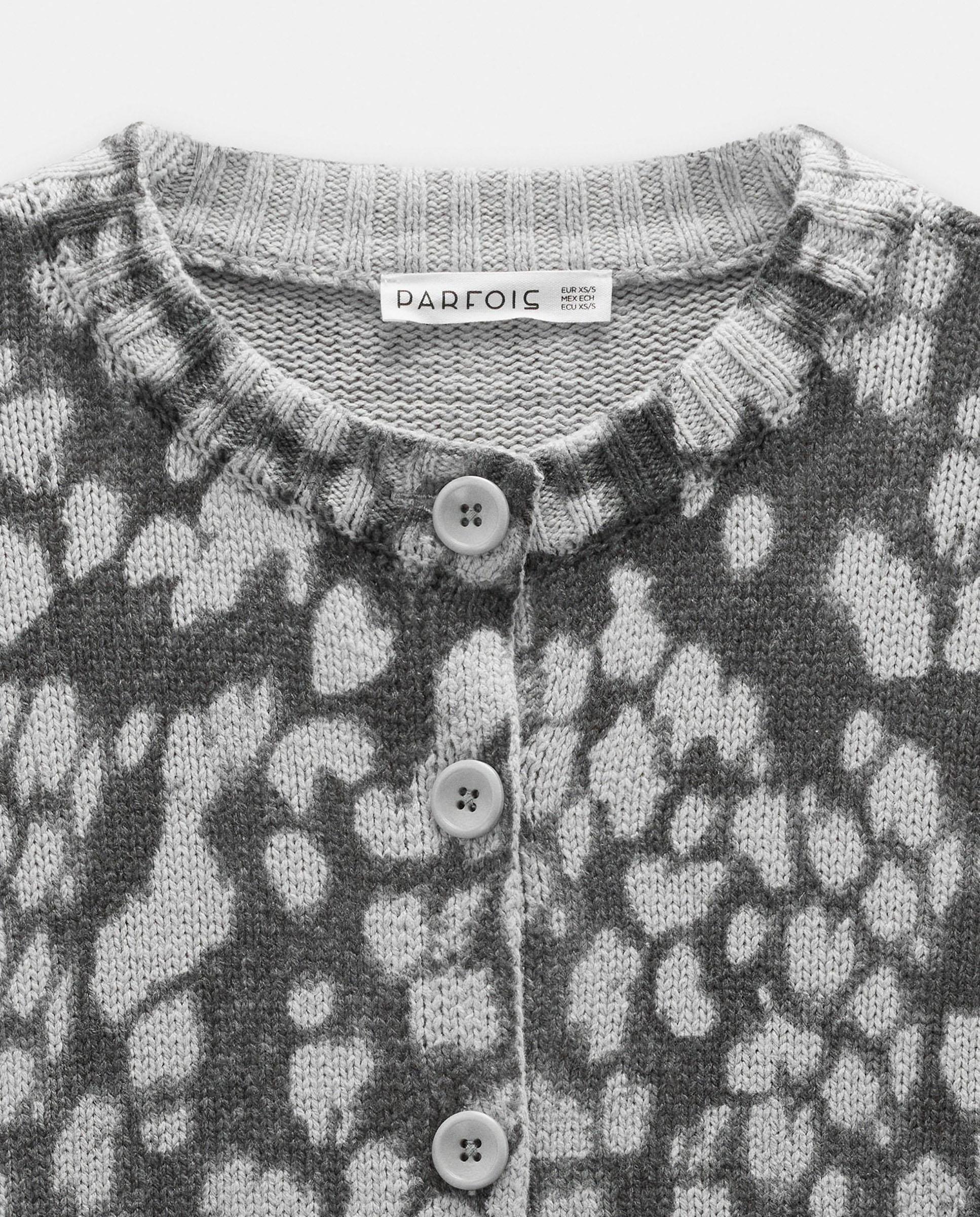 Cárdigan de mujer de punto con estapado animal print - Parfois - Gris Gris-5