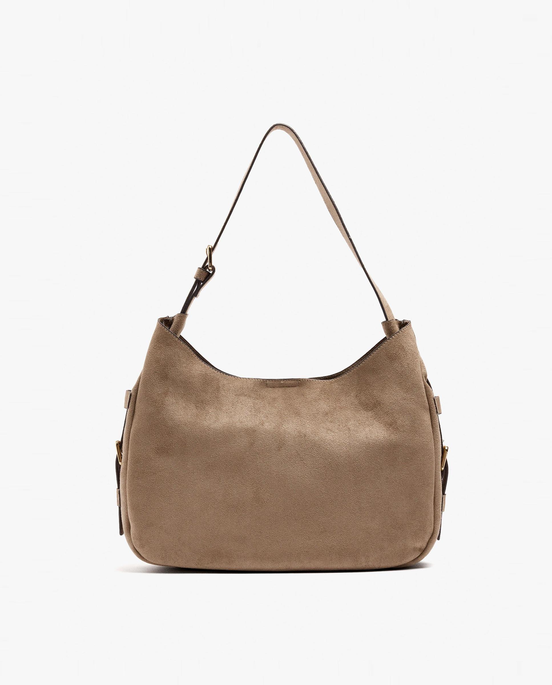 Bolso de hombro con hebillas laterales decorativas y cierre de cremallera en liso - Parfois - Topo Topo-1
