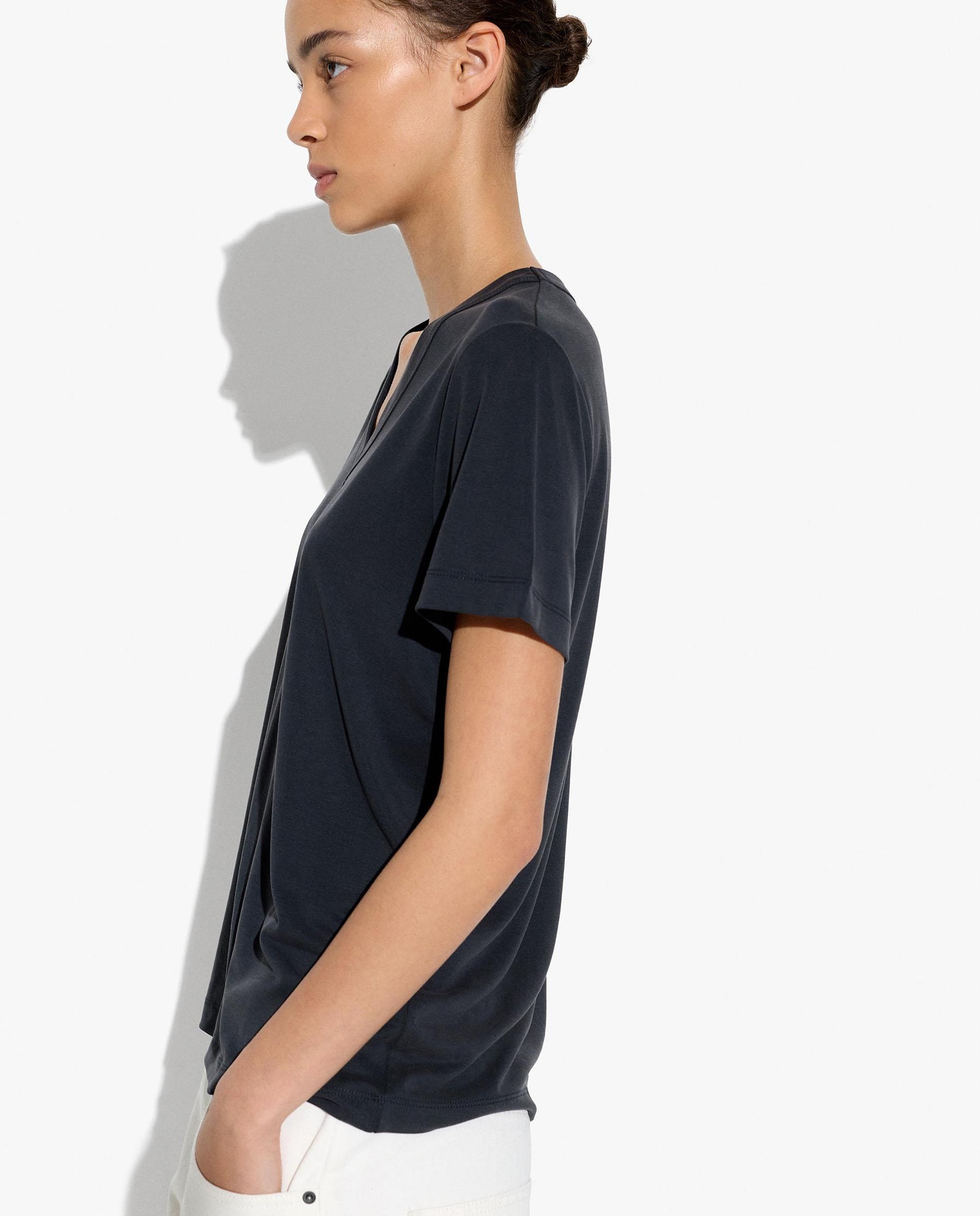 Camiseta de mujer de manga corta con cuello pico - Parfois - Gris oscuro Gris oscuro-3
