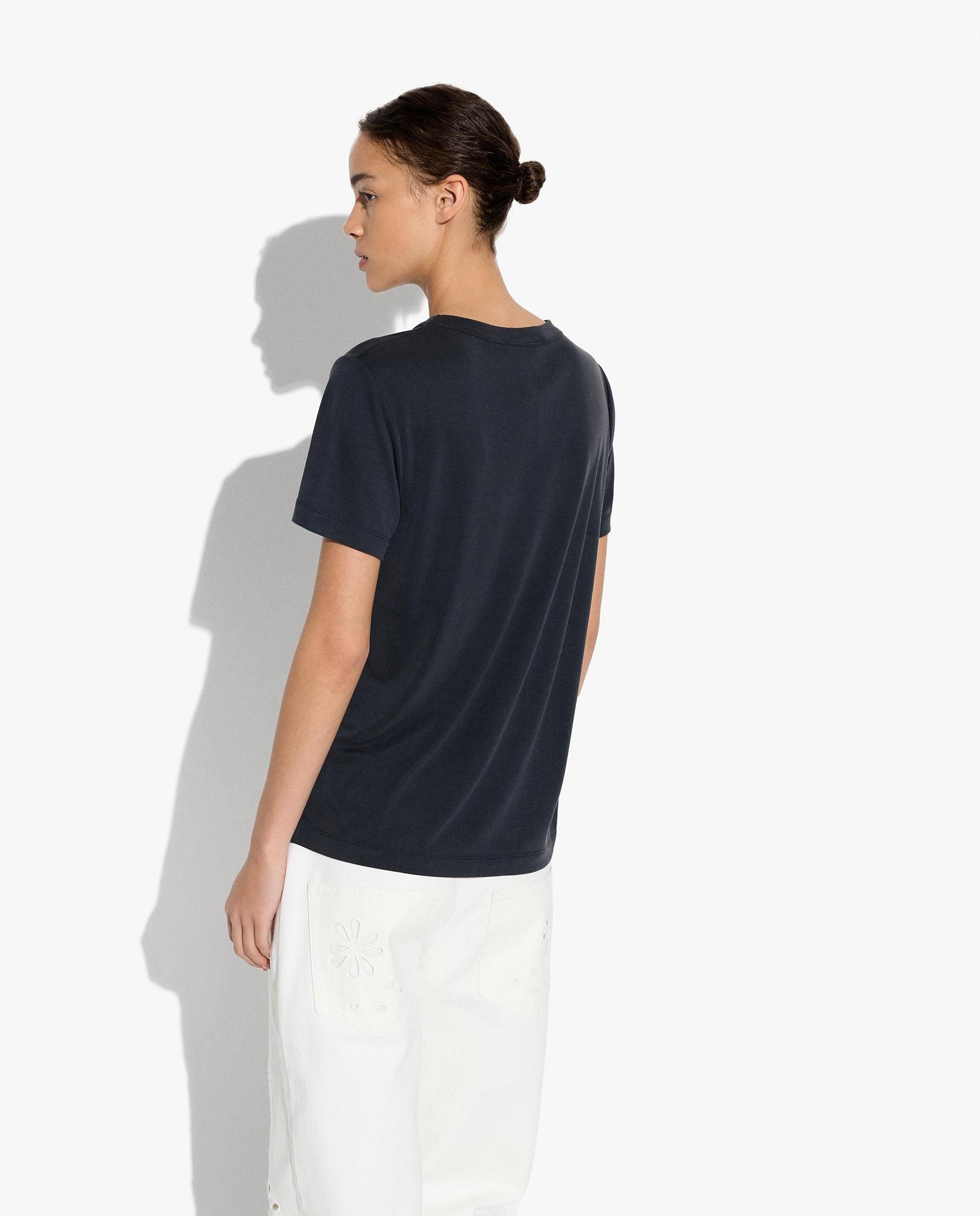 Camiseta de mujer de manga corta con cuello pico - Parfois - Gris oscuro Gris oscuro-4