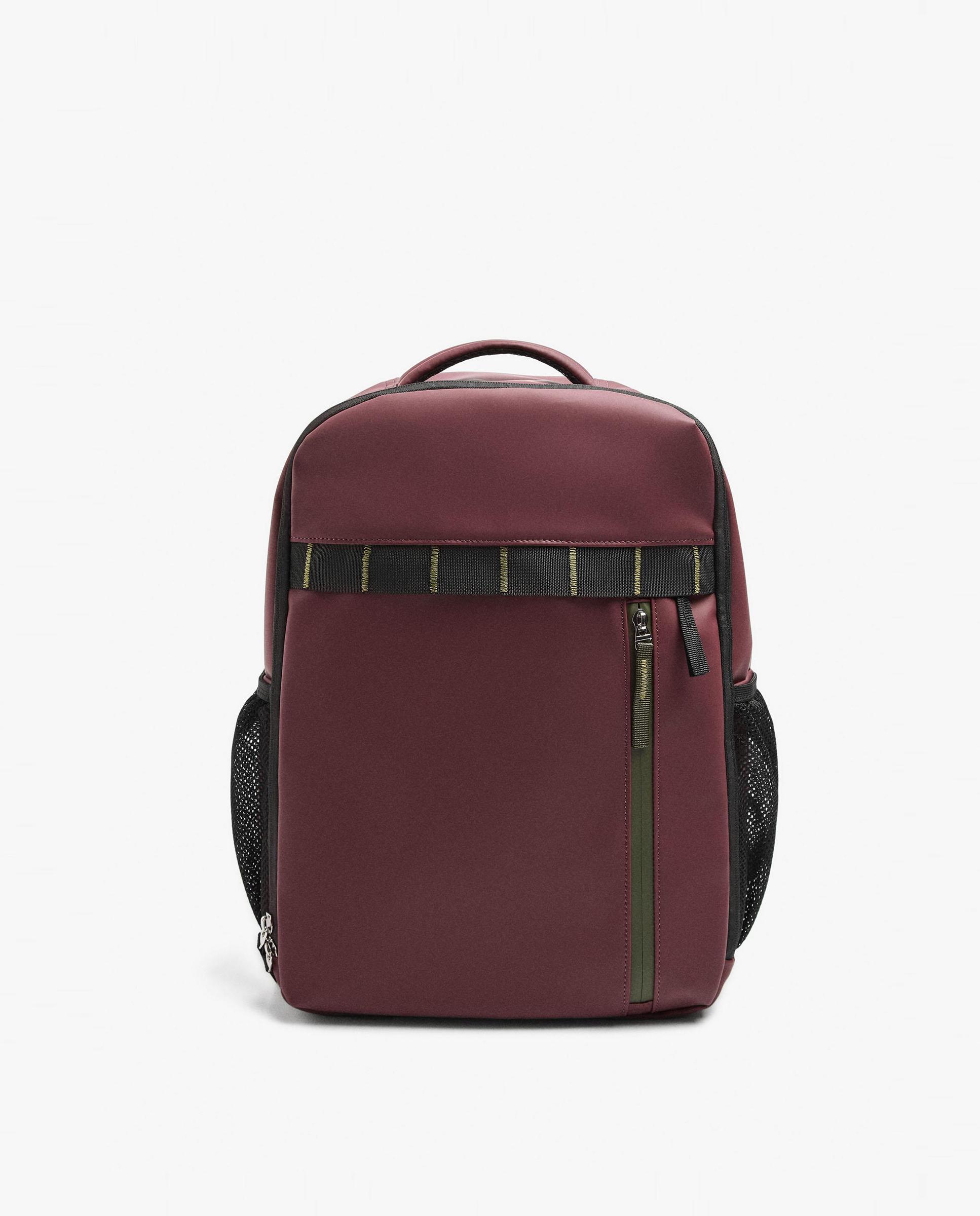 Mochila de mujer con varios compartimentos y cierre de cremallera en liso - Parfois - Burdeos Burdeos-1