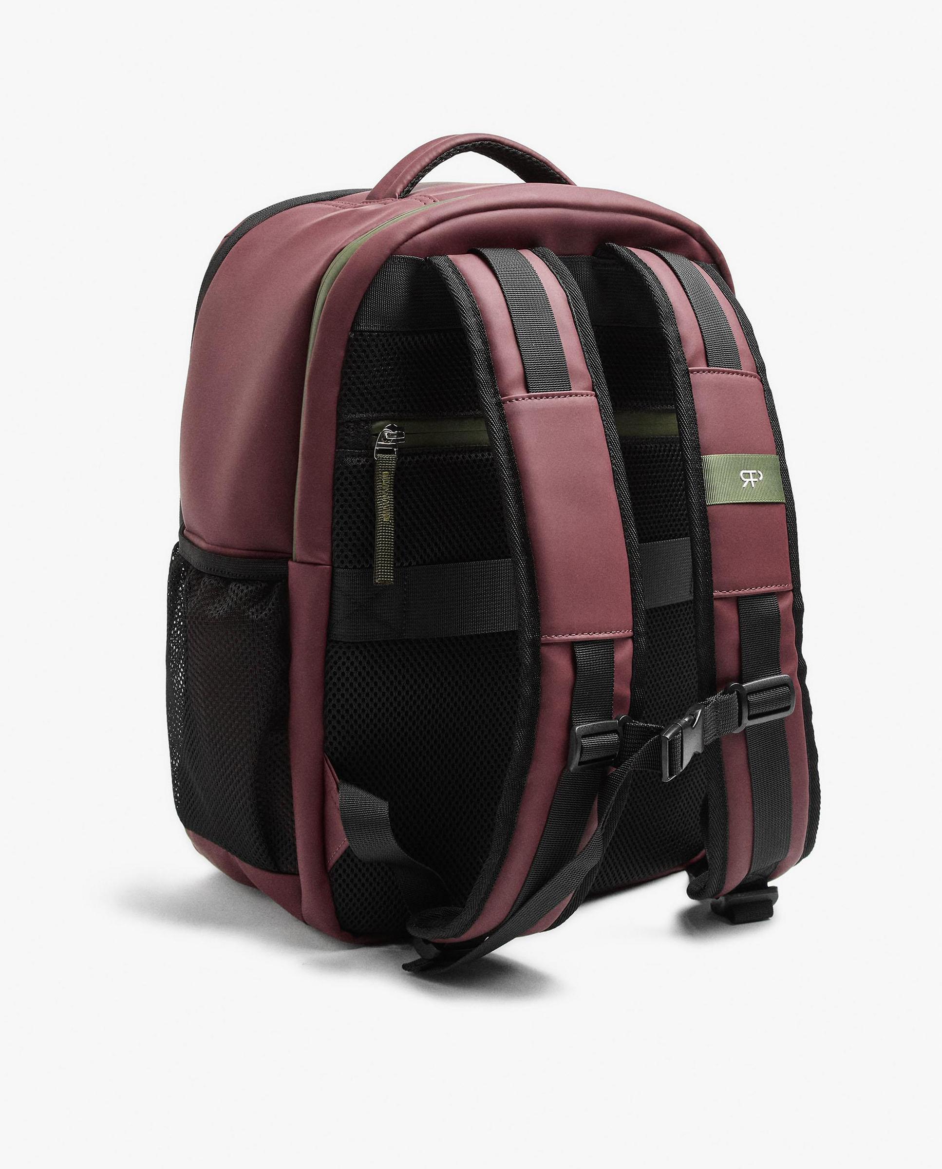 Mochila de mujer con varios compartimentos y cierre de cremallera en liso - Parfois - Burdeos Burdeos-2
