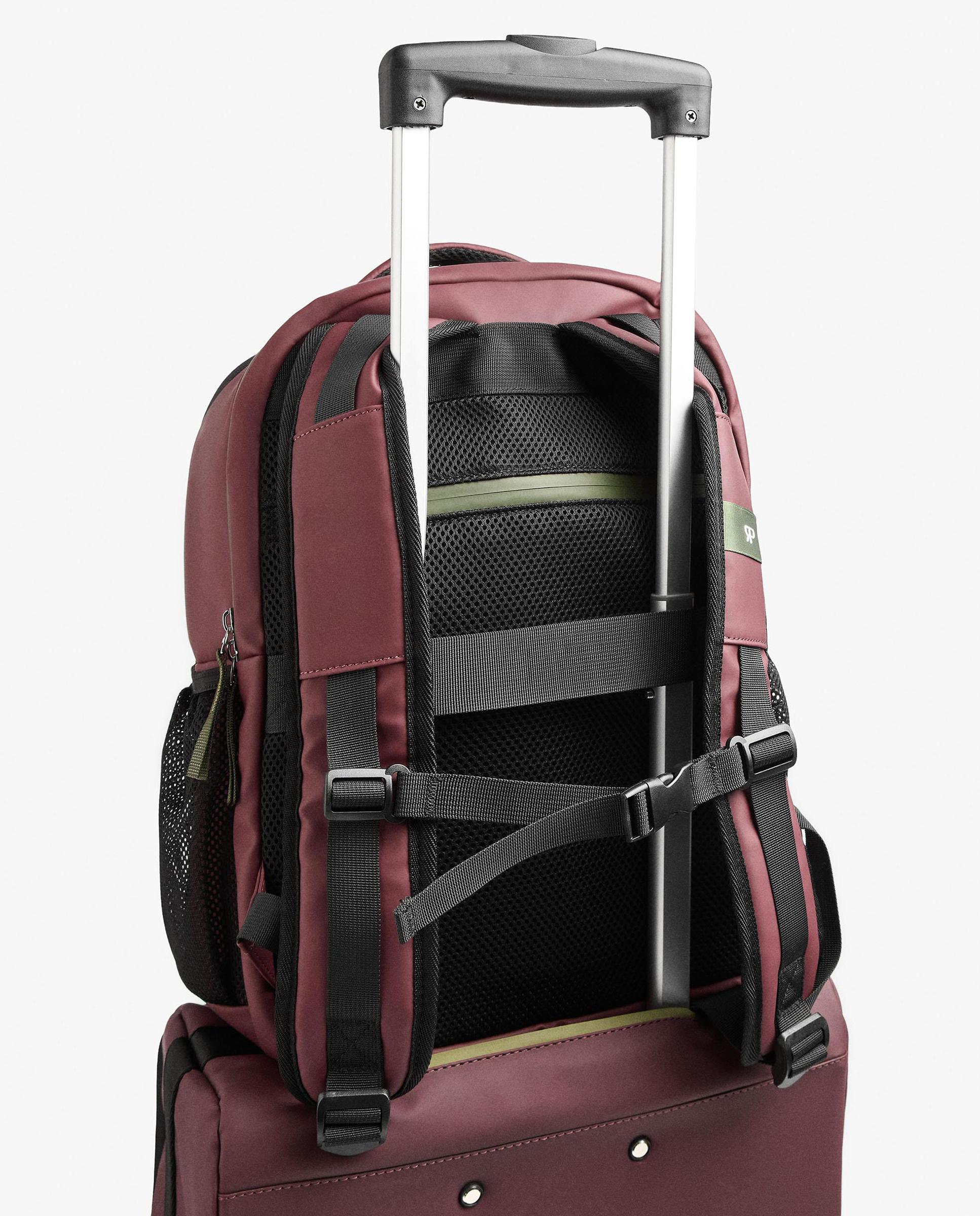 Mochila de mujer con varios compartimentos y cierre de cremallera en liso - Parfois - Burdeos Burdeos-5